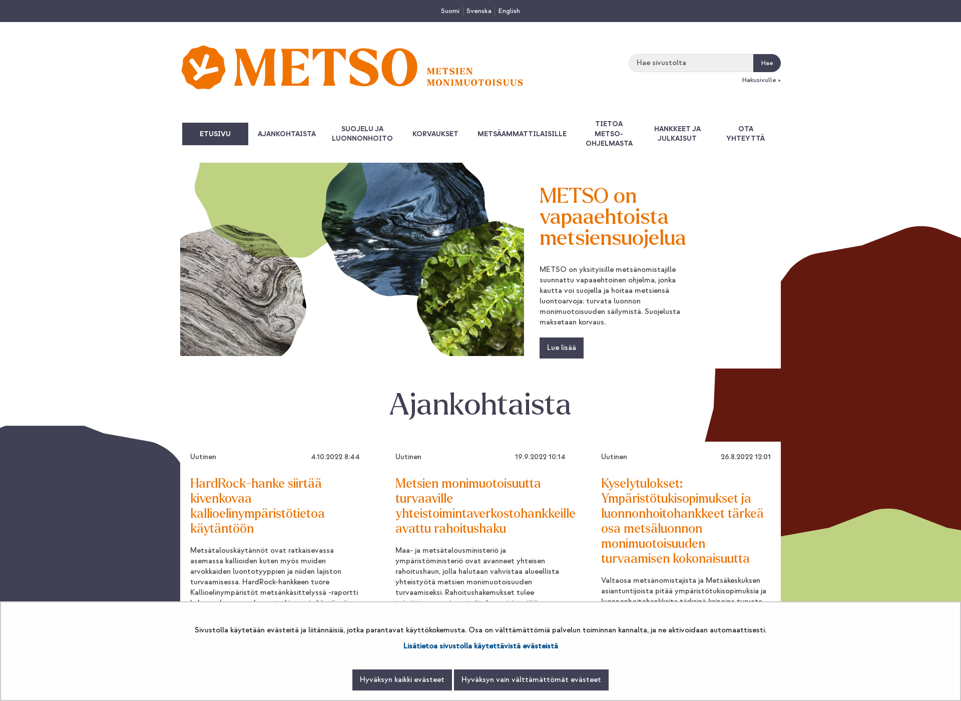 Skärmdump för metsonpolku.fi