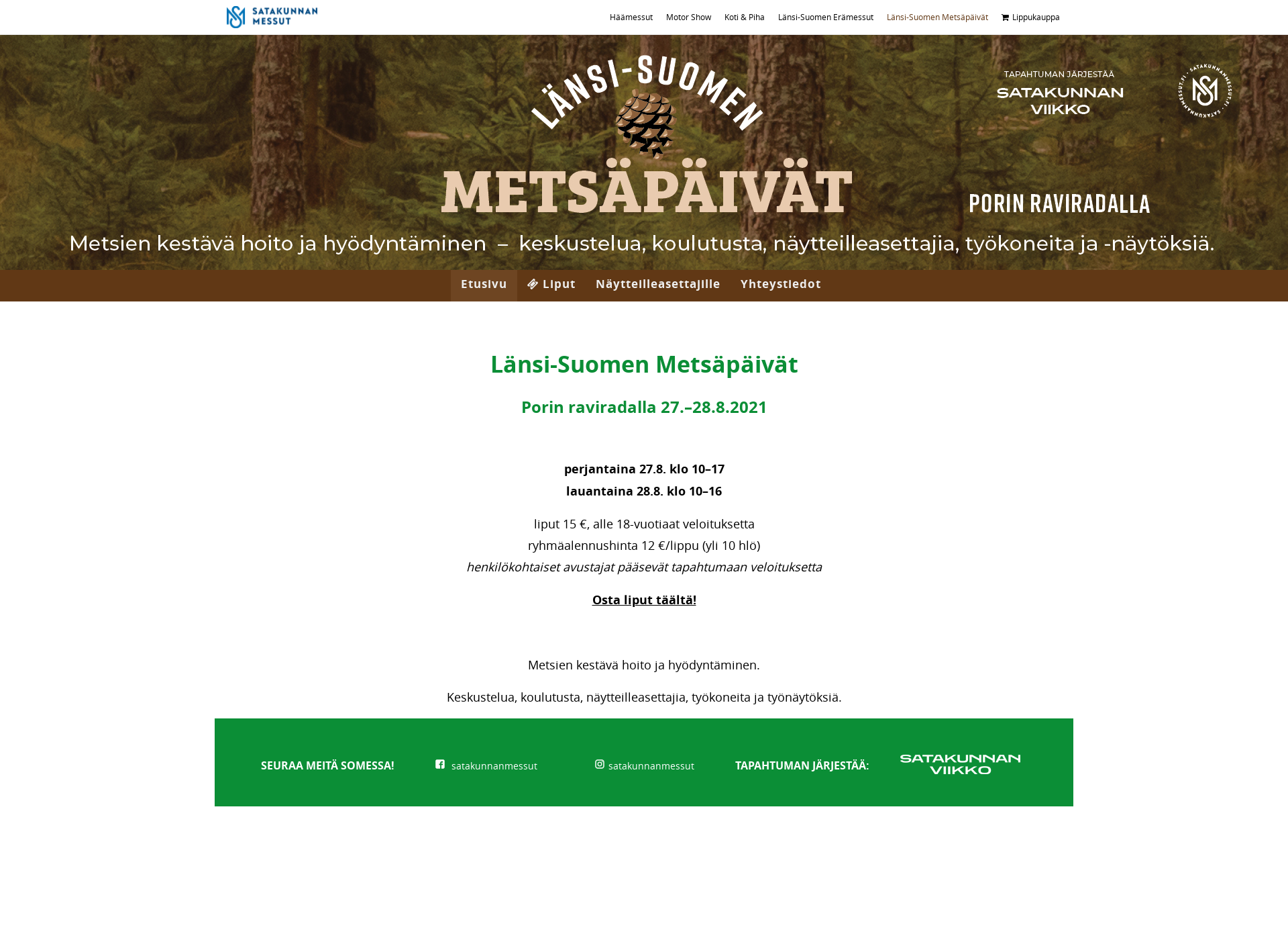 Skärmdump för metsä2021.fi
