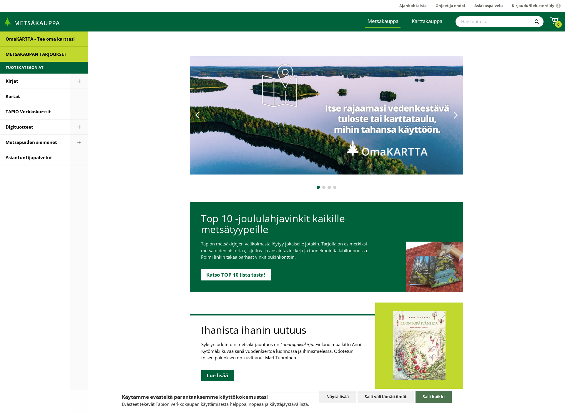 Skärmdump för metsäkauppa.fi