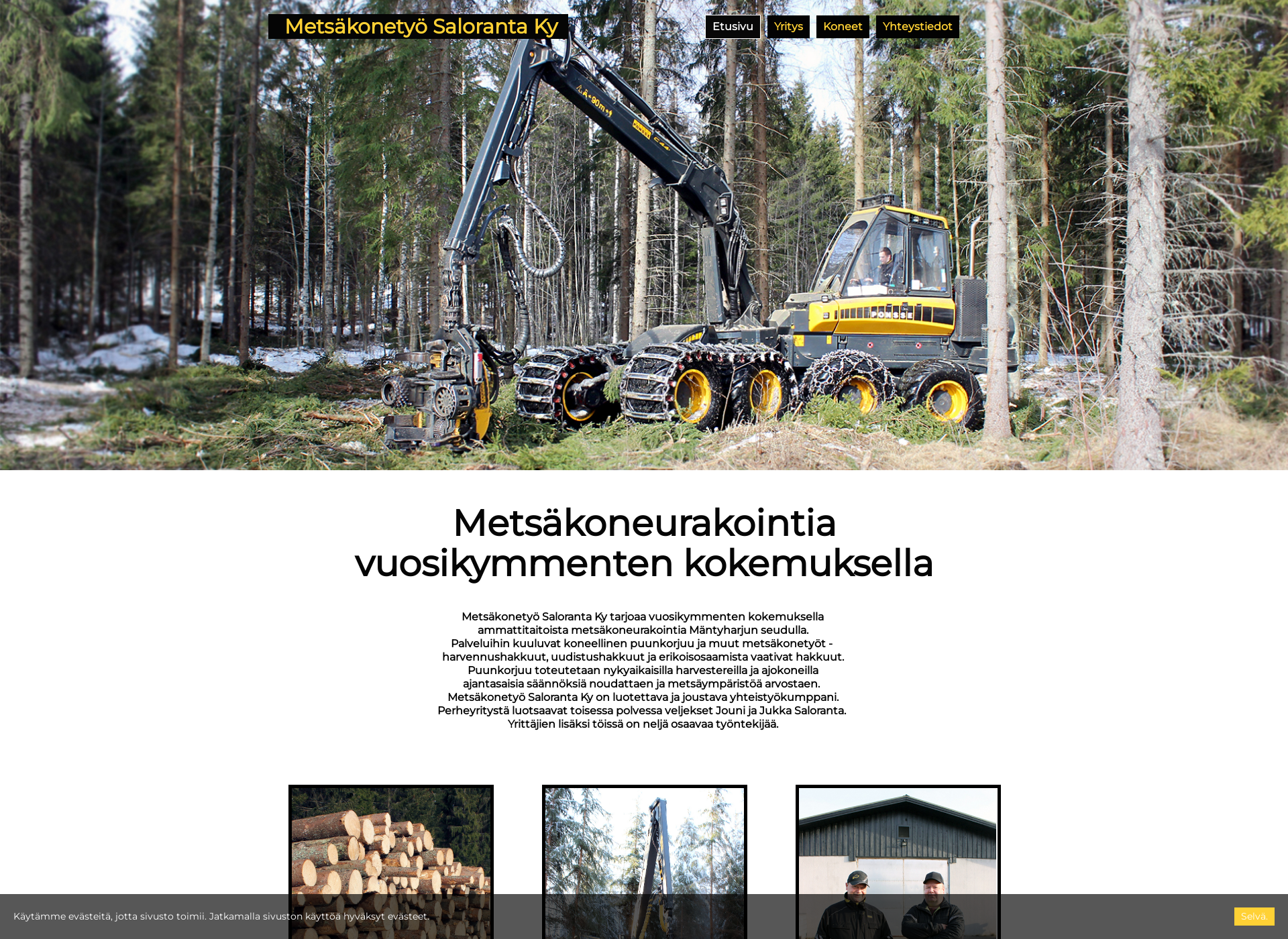 Näyttökuva metsäkonetyösaloranta.fi
