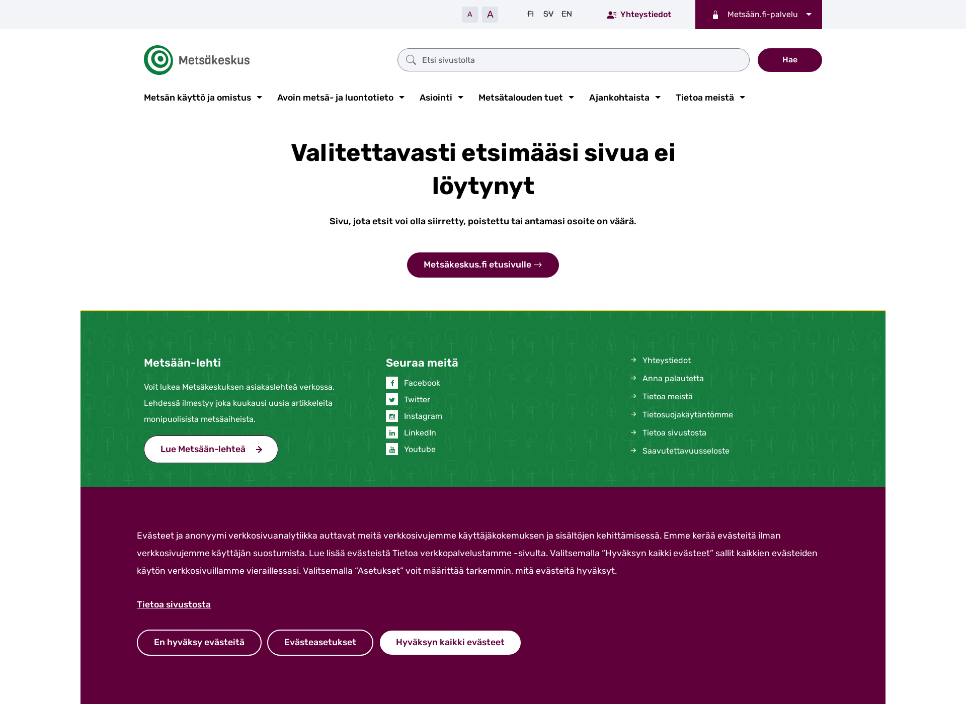 Screenshot for metsätuhovalmius.fi