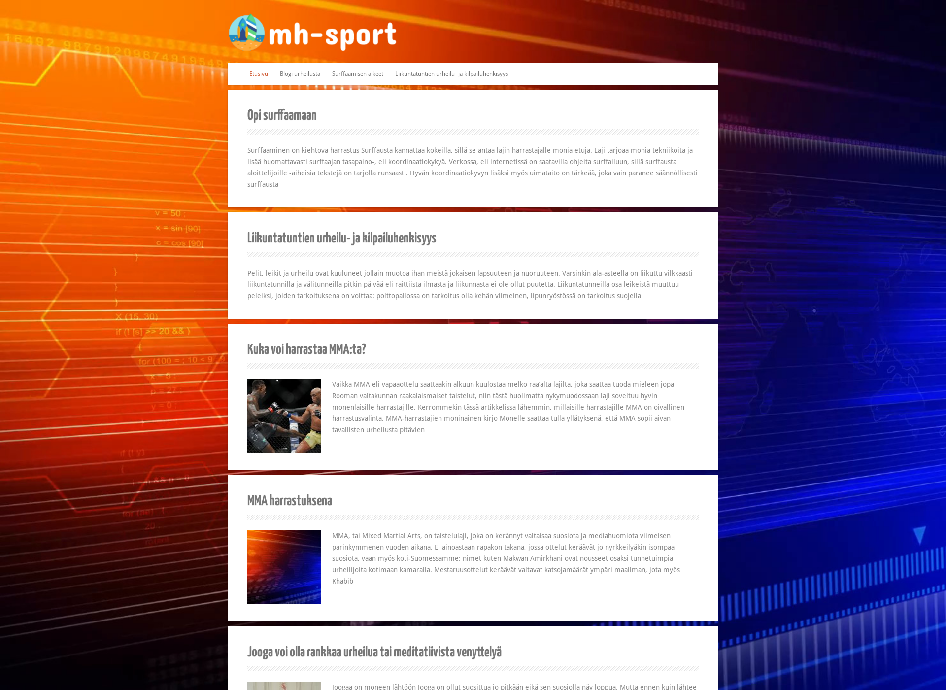 Skärmdump för mh-sport.fi