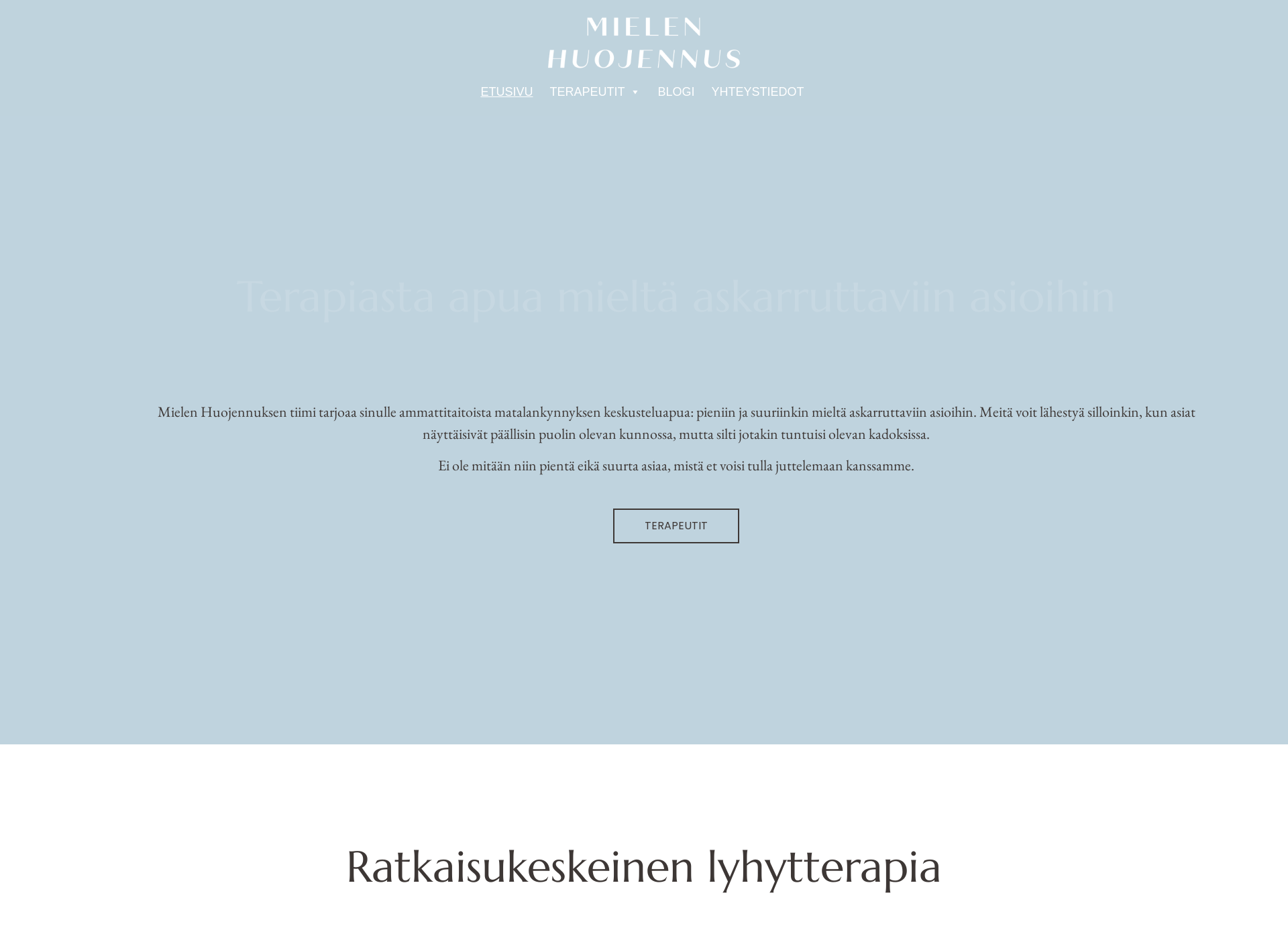 Skärmdump för mielenhuojennus.fi