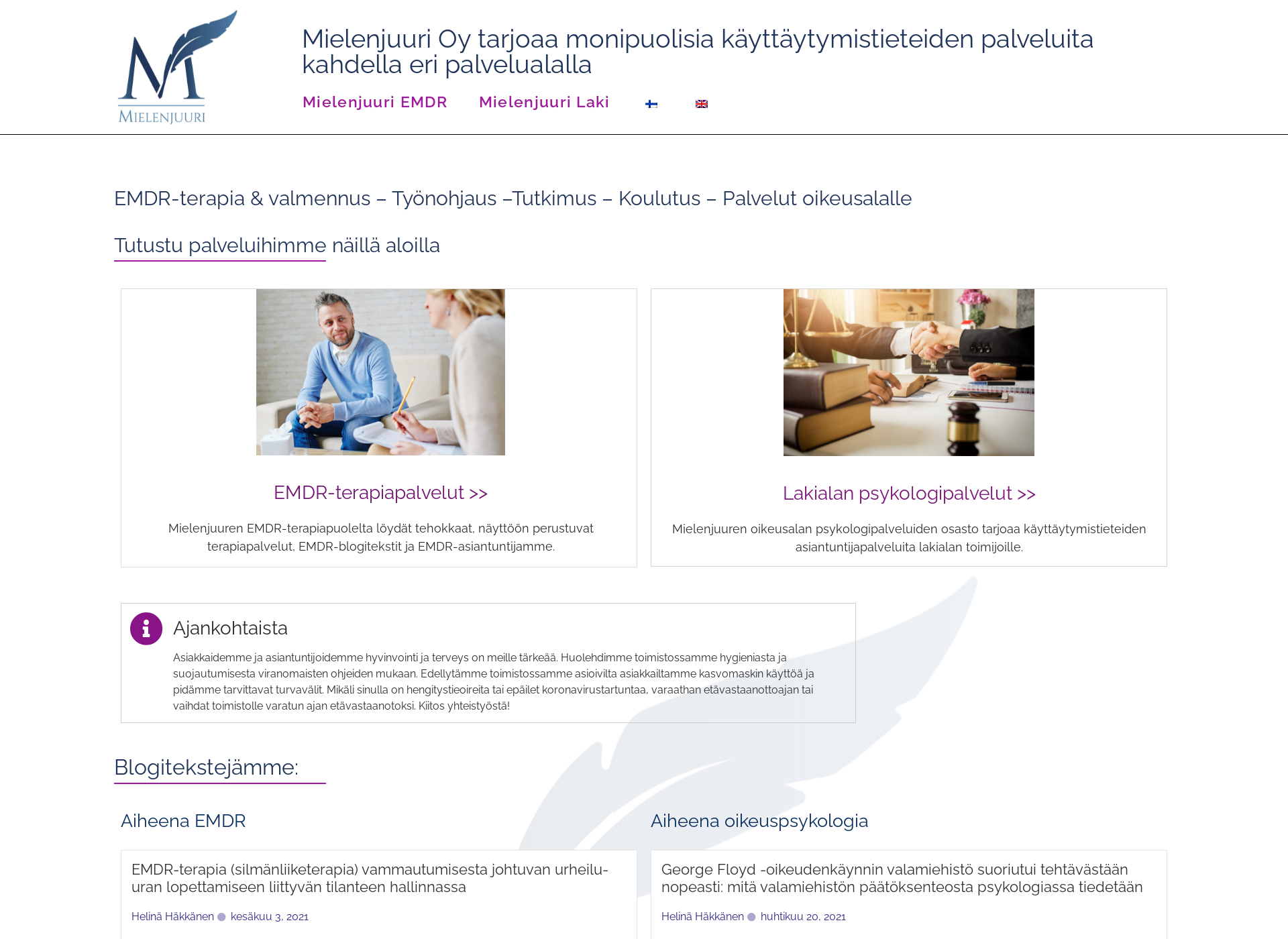 Screenshot for mielenjuuret.fi