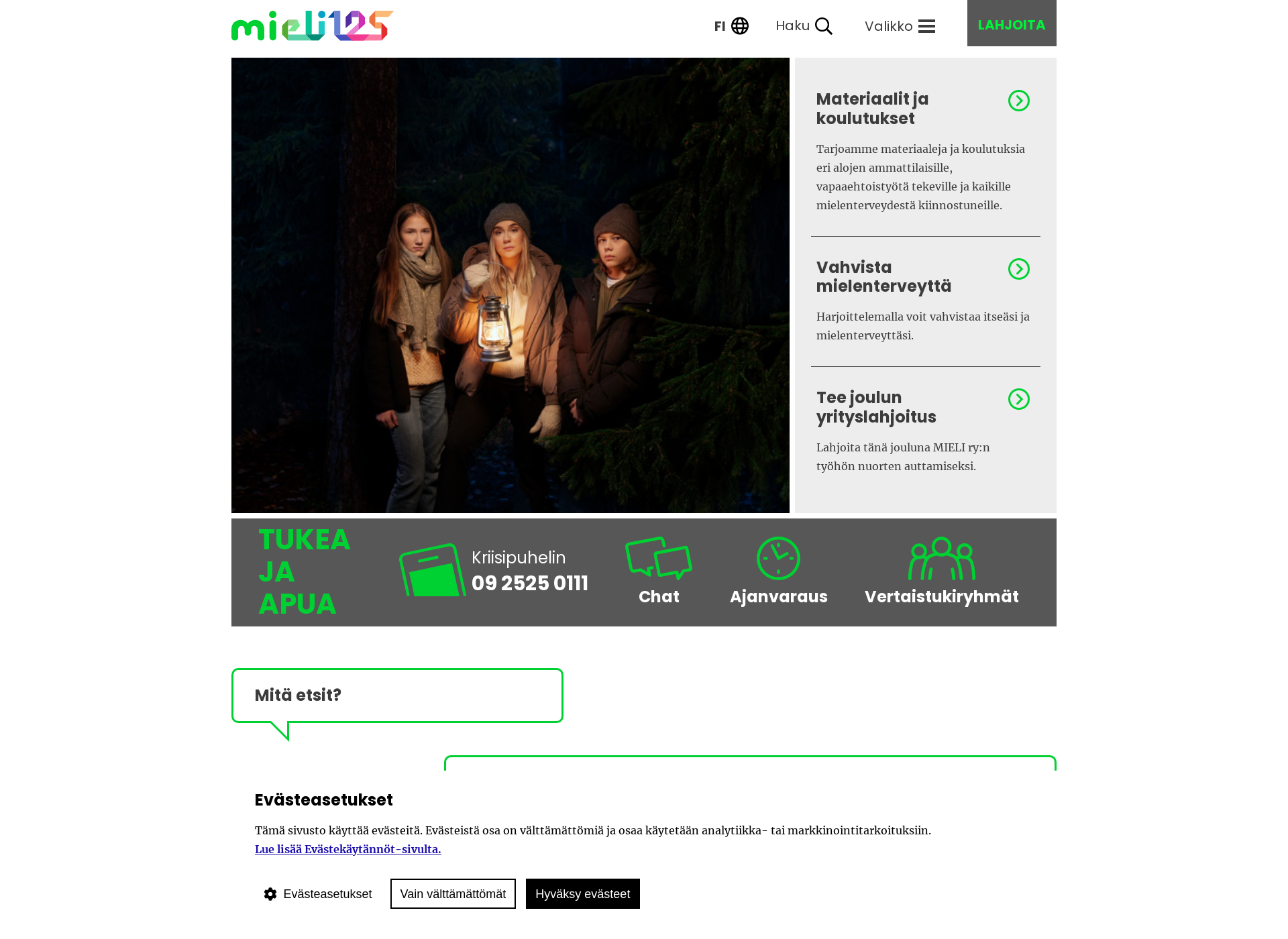 Screenshot for mielenterveysseura.fi