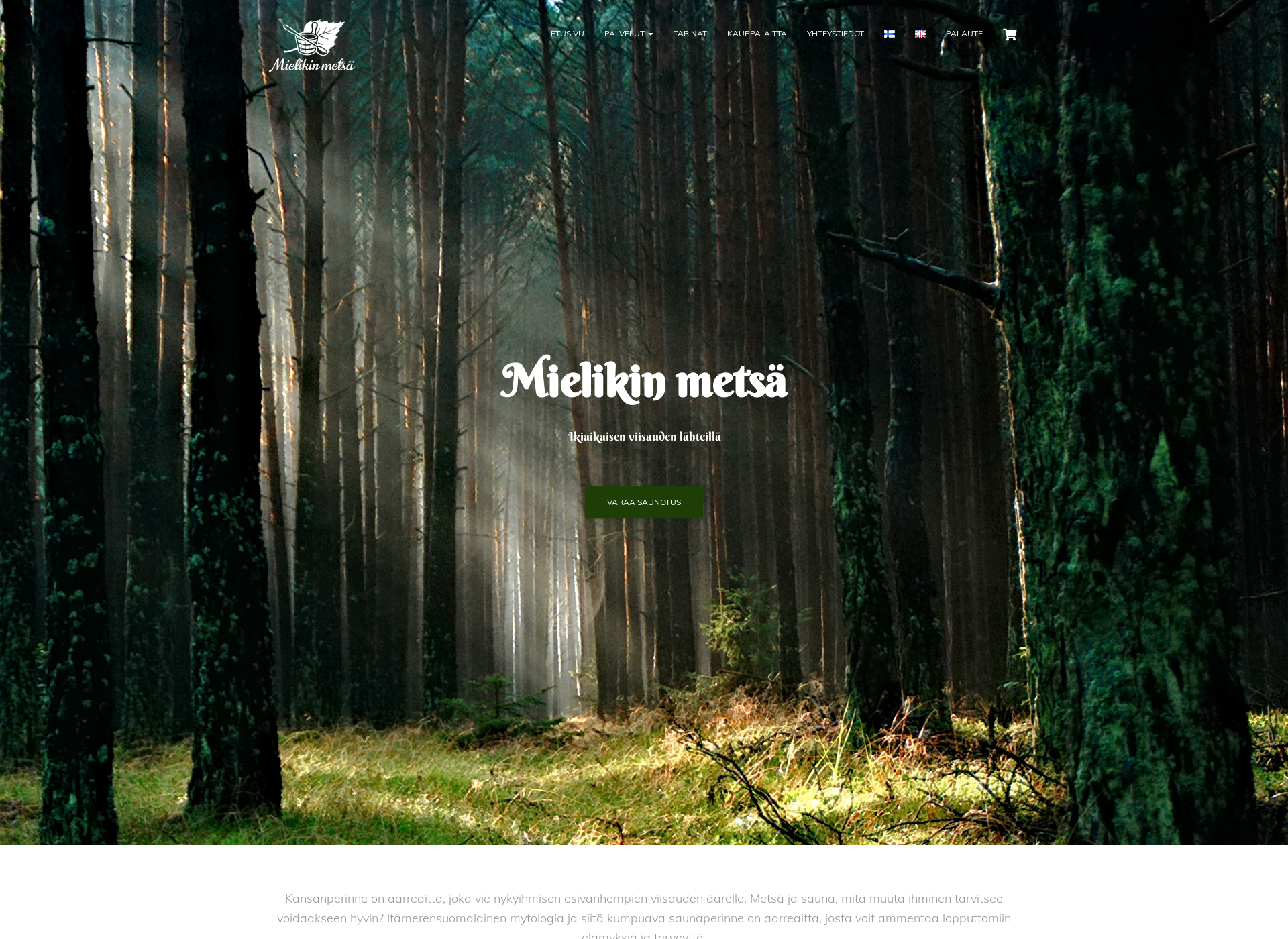 Skärmdump för mielikinmetsa.fi