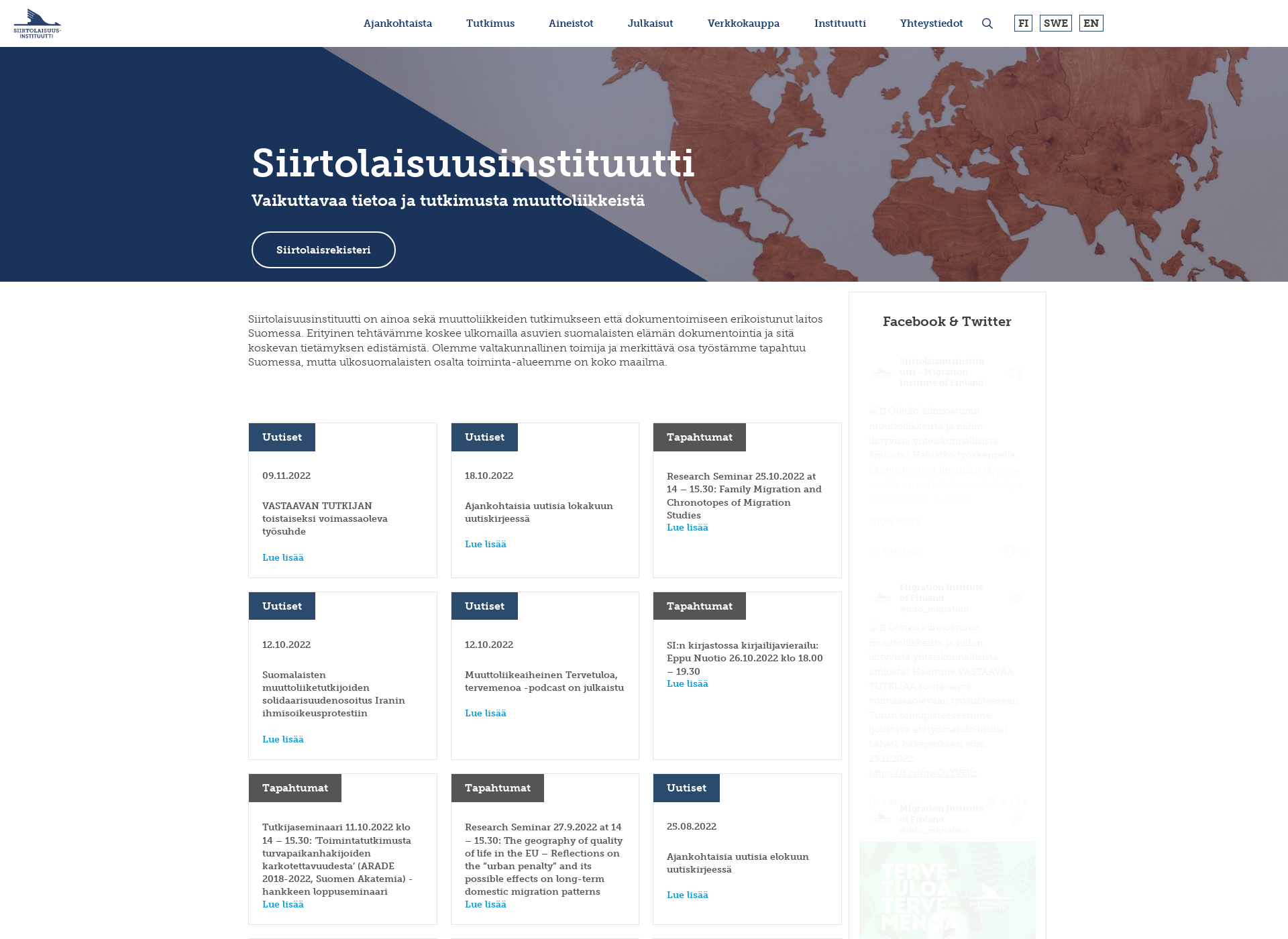 Skärmdump för migrationinstitute.fi
