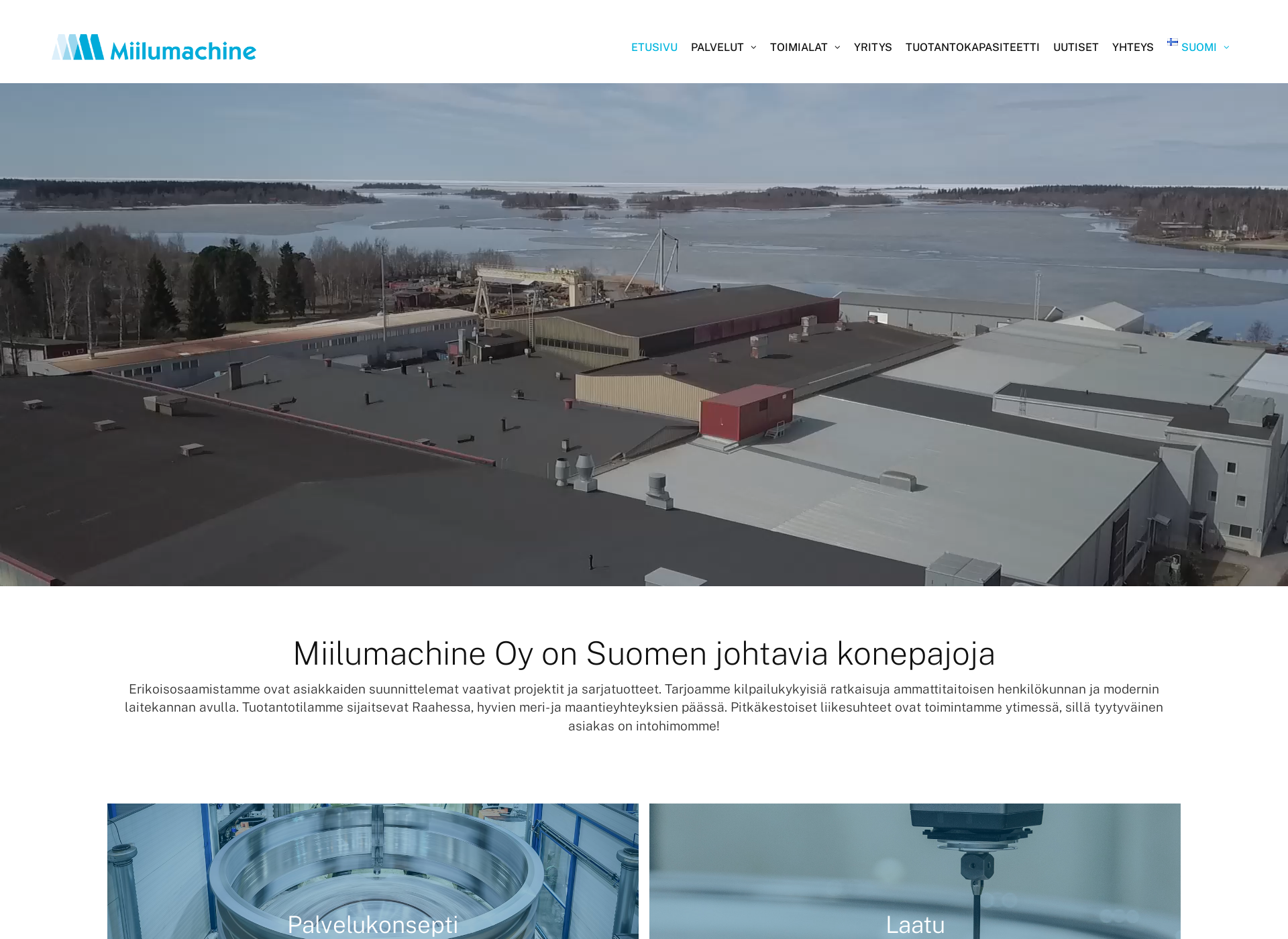 Skärmdump för miilumachine.fi