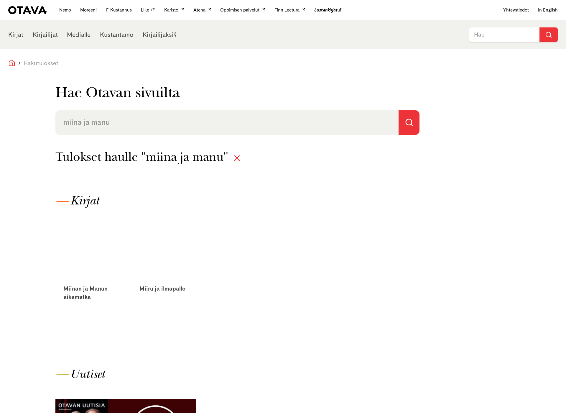 Skärmdump för miinajamanu.fi