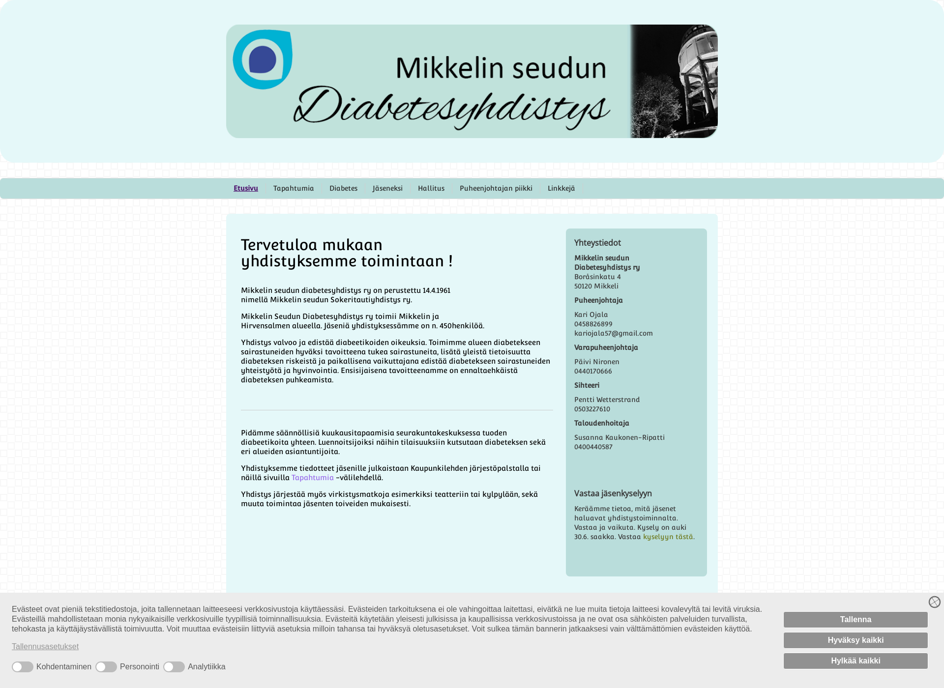 Screenshot for mikkelindiabetesyhdistys.fi