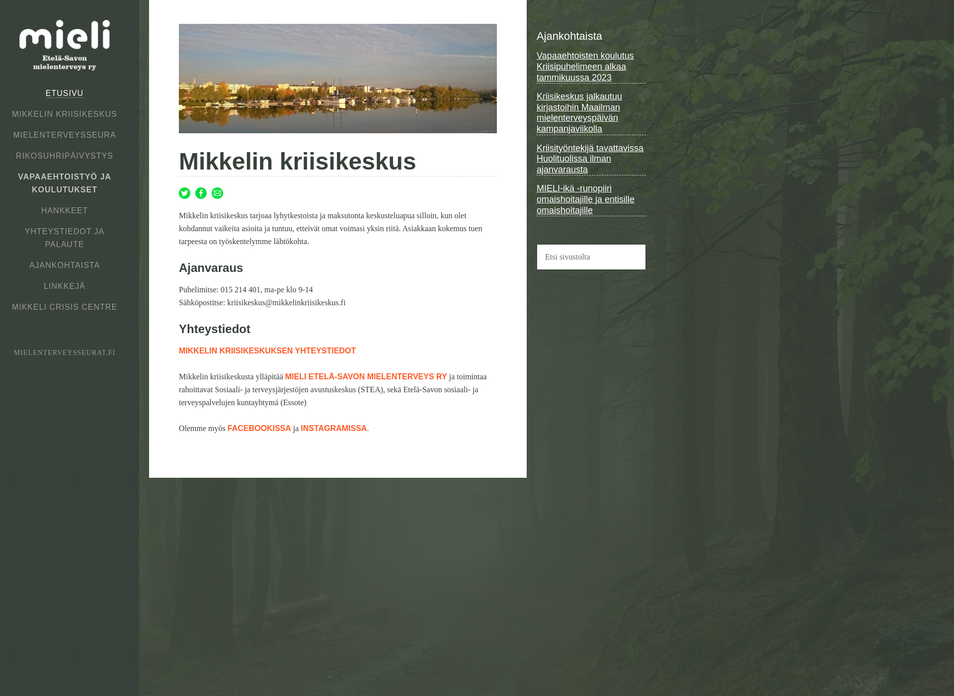 Skärmdump för mikkelinkriisikeskus.fi
