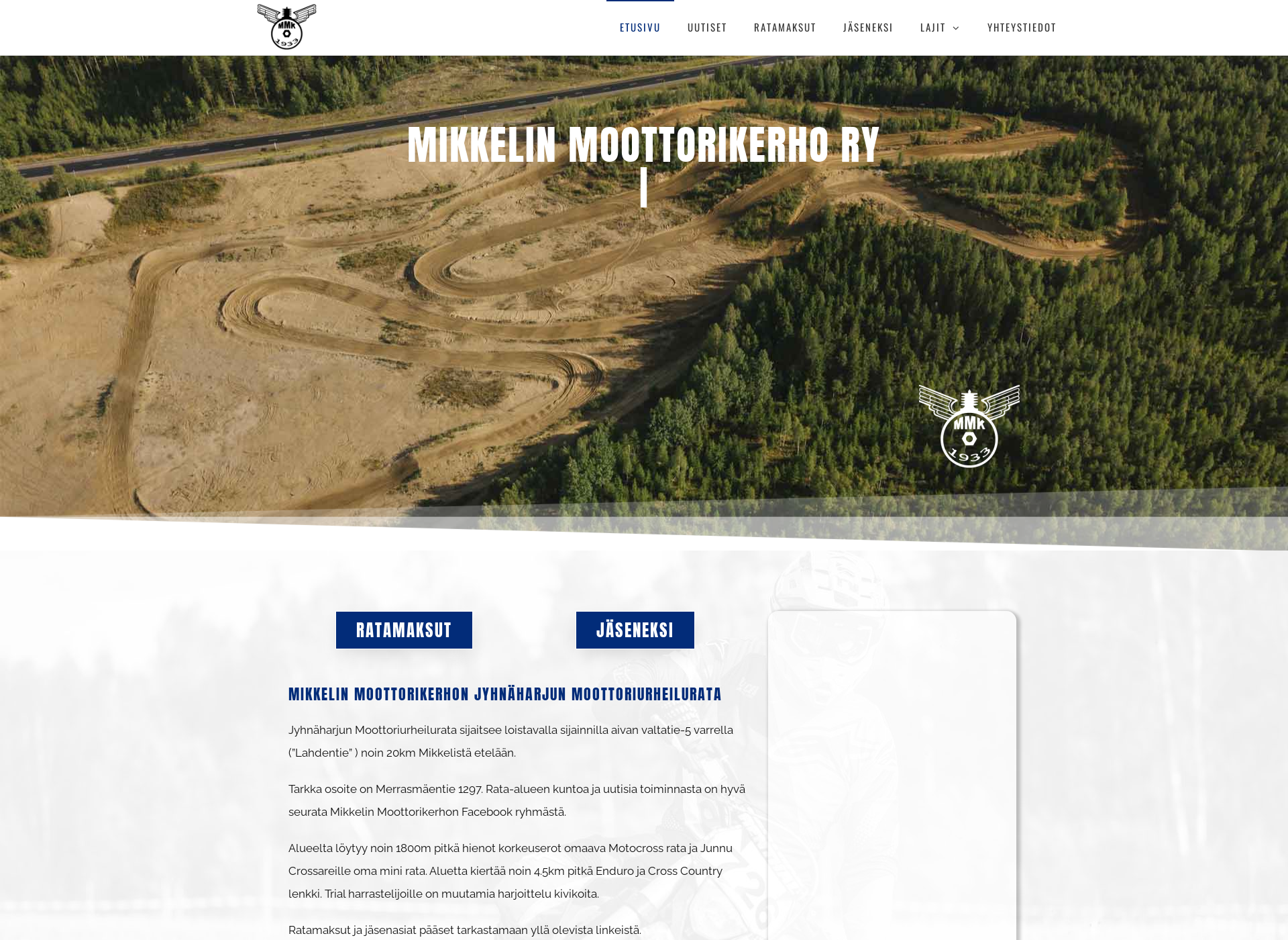 Skärmdump för mikkelinmoottorikerho.fi
