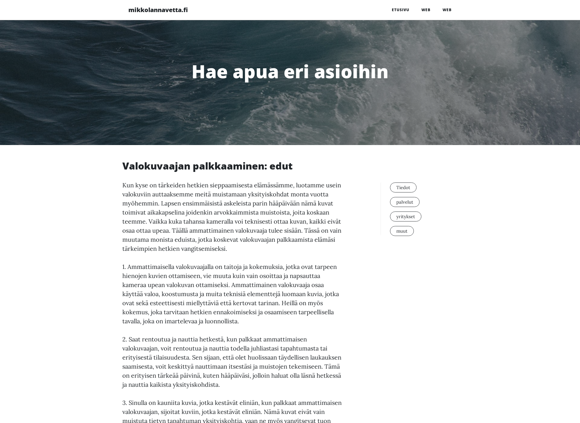 Skärmdump för mikkolannavetta.fi