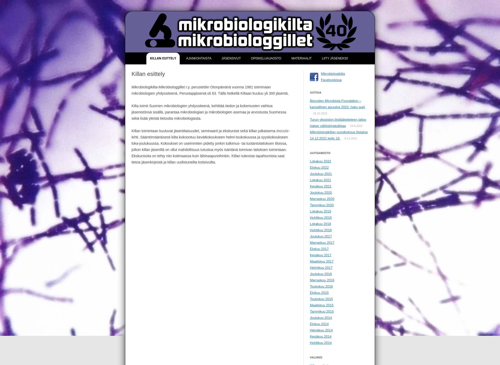 Näyttökuva mikrobiologikilta.fi