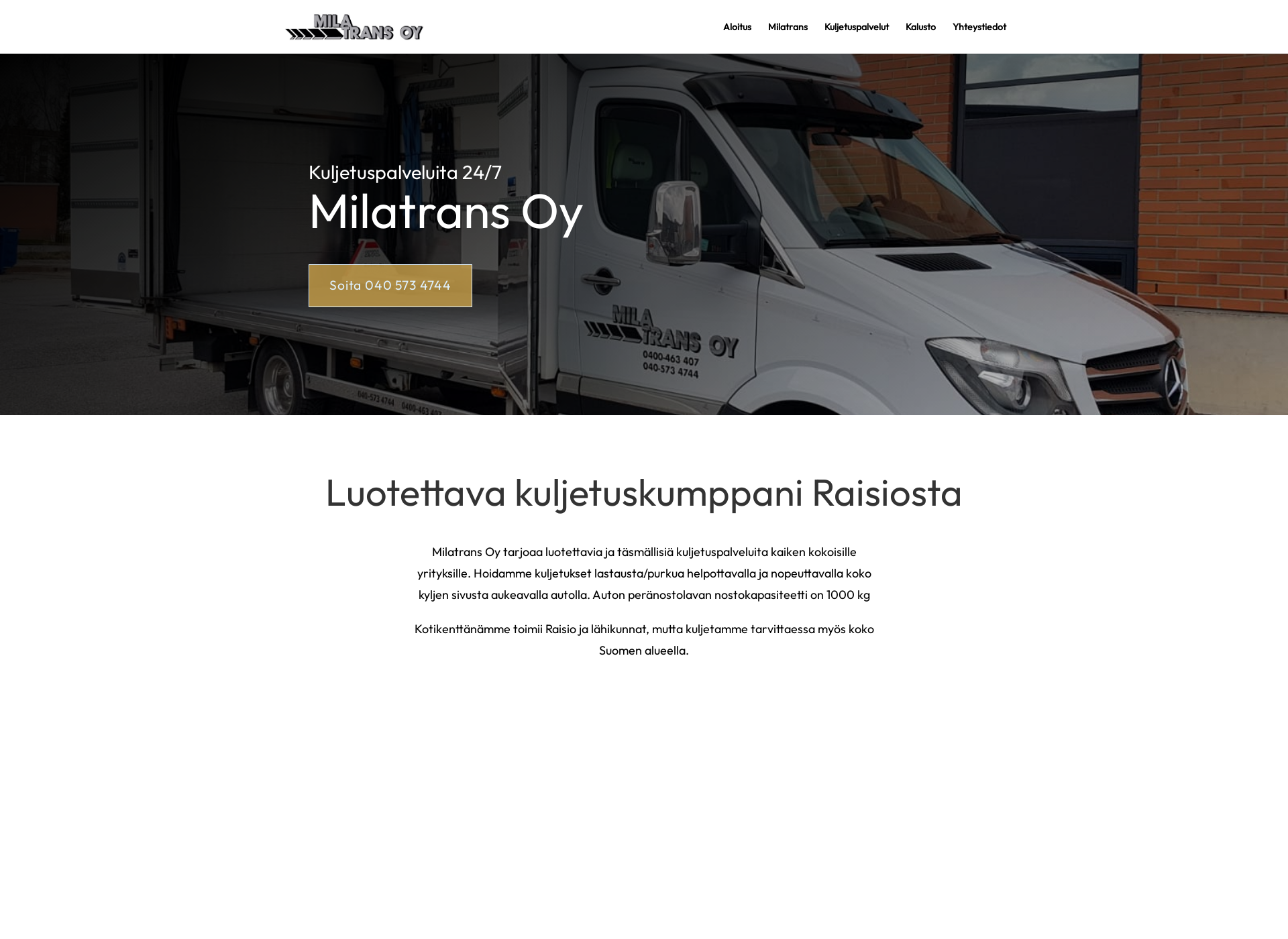 Screenshot for milatrans.fi