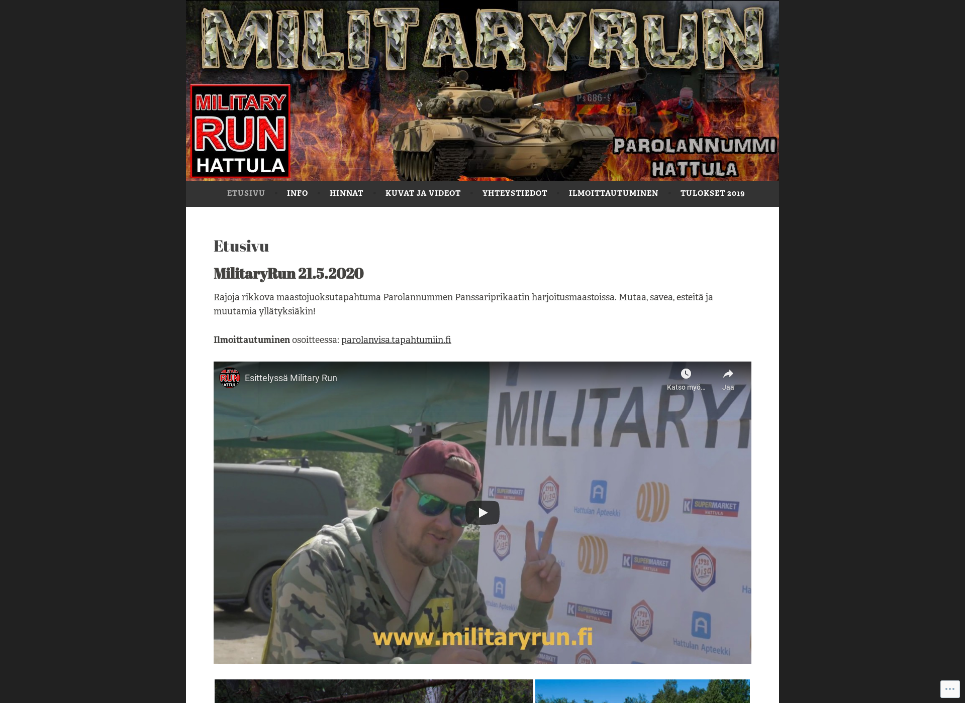 Skärmdump för militaryrun.fi