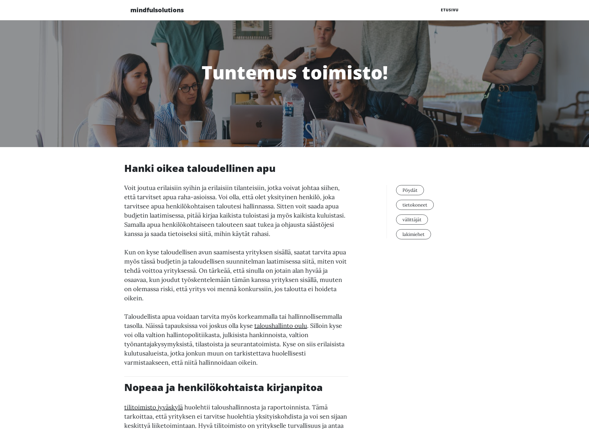 Screenshot for mindfulsolutions.fi