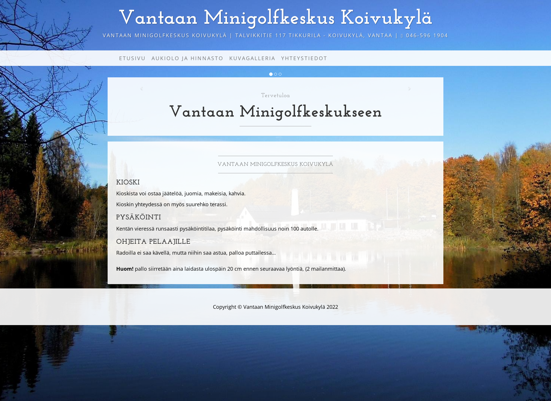 Skärmdump för minigolfvantaa.fi