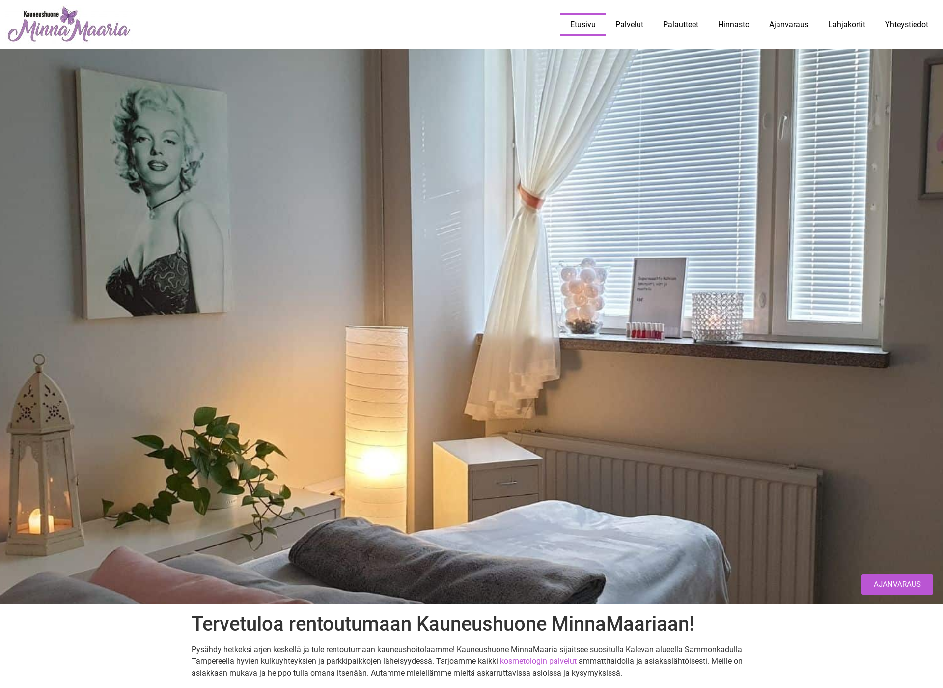 Skärmdump för minnamaaria.fi