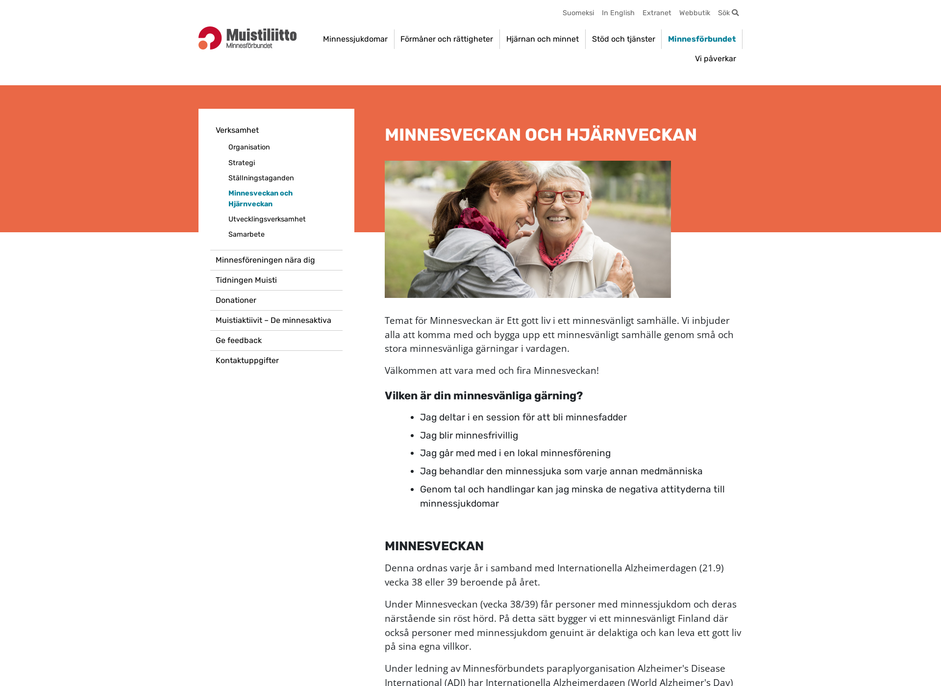 Screenshot for minnesveckan.fi