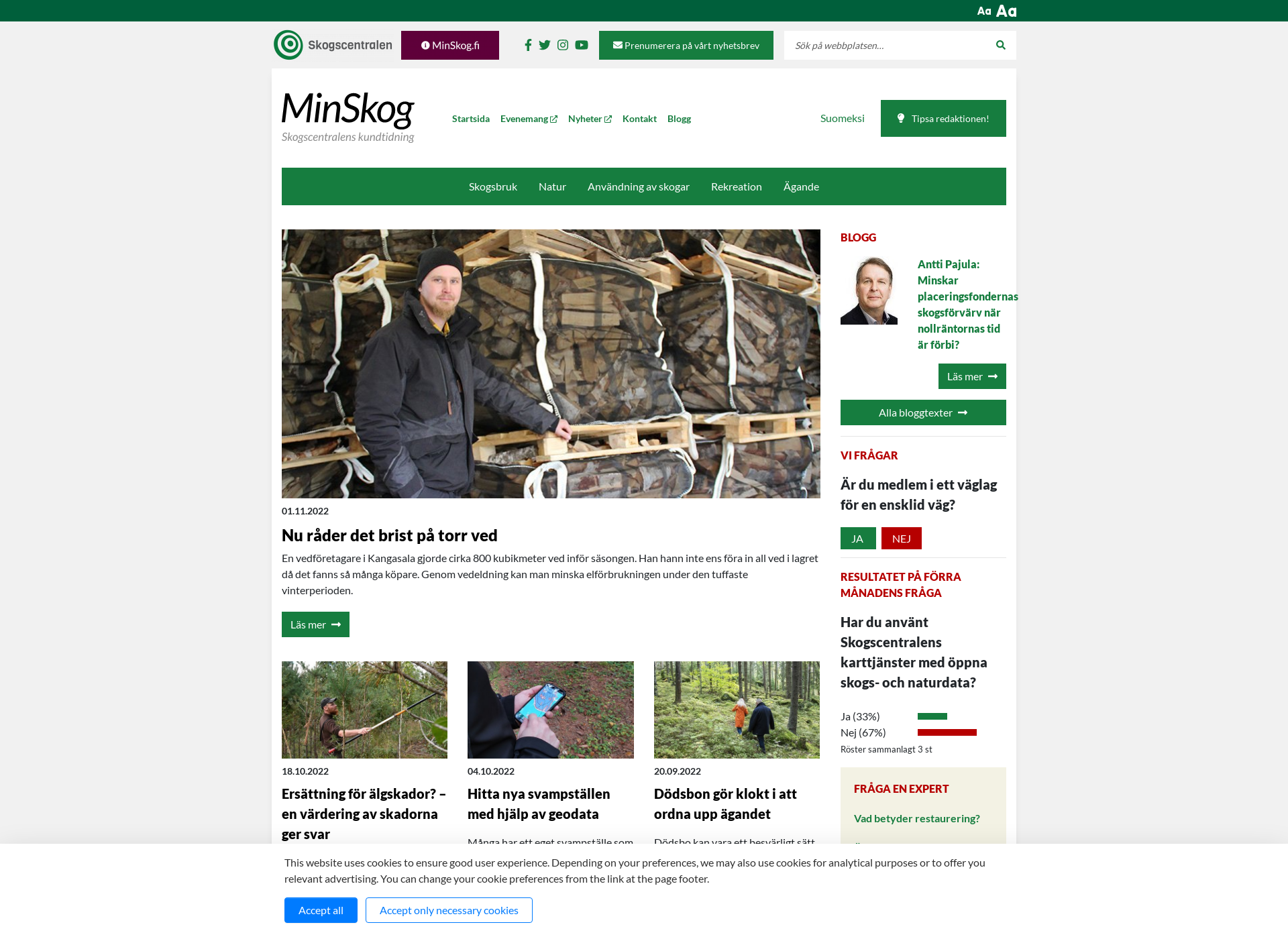 Skärmdump för minskog-kundtidning.fi