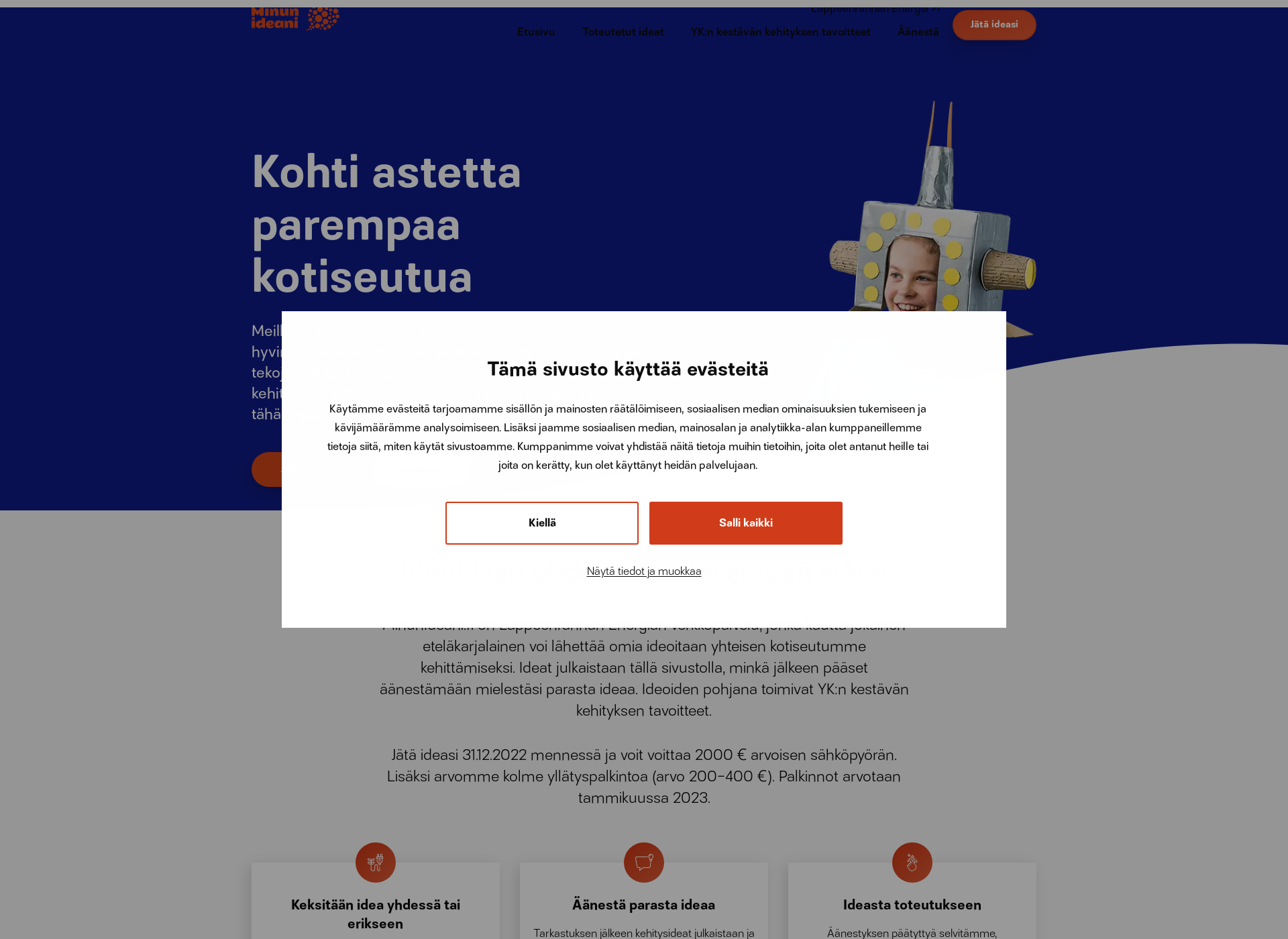 Skärmdump för minunideani.fi