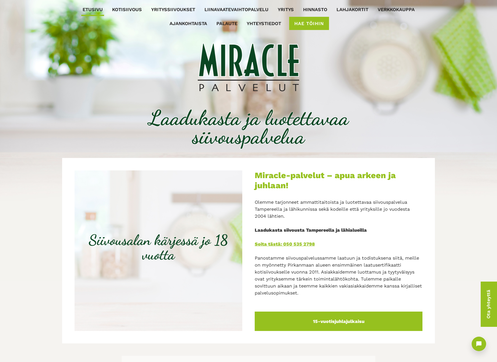 Screenshot for miraclepalvelut.fi