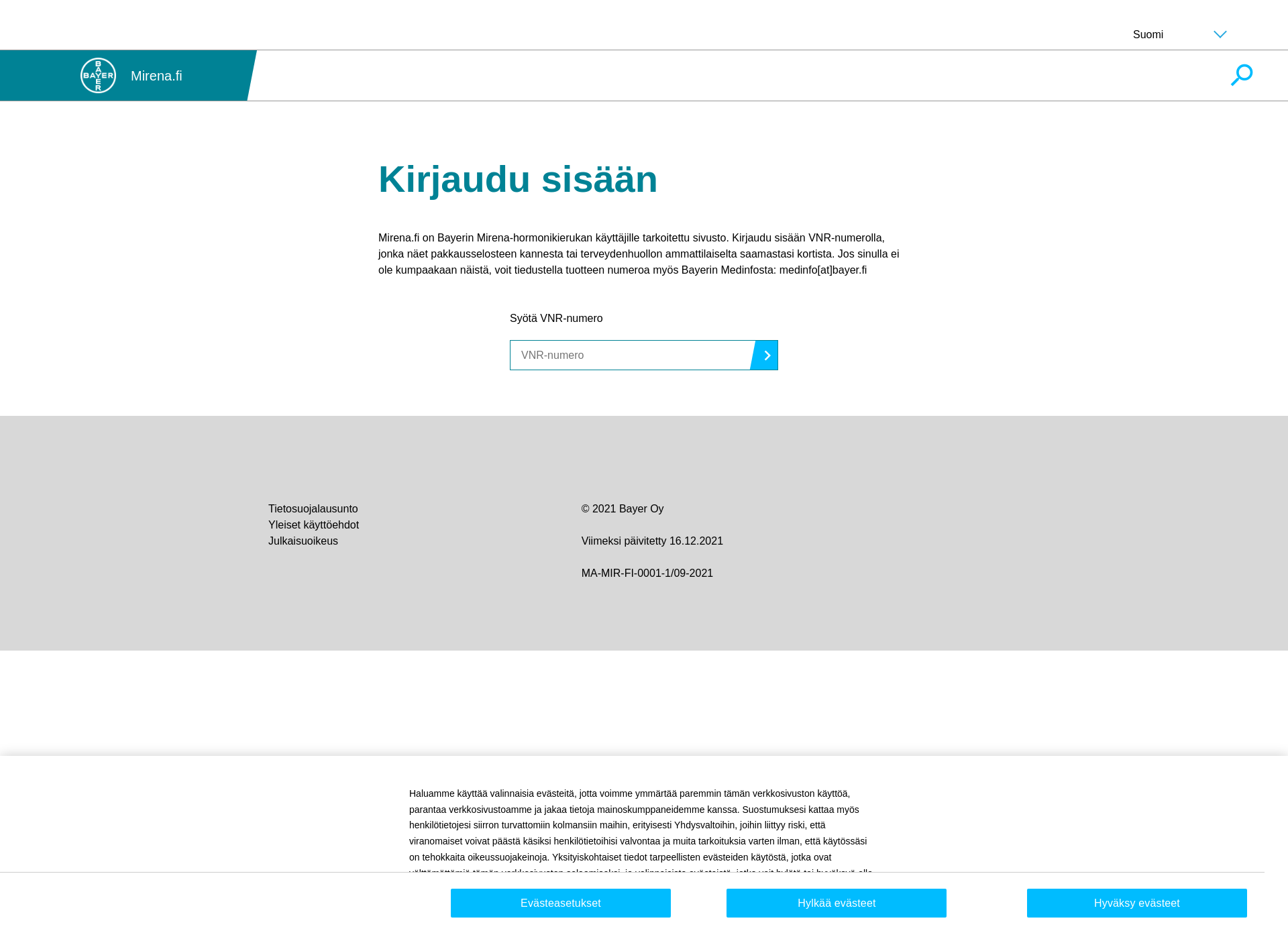 Screenshot for mirena.fi