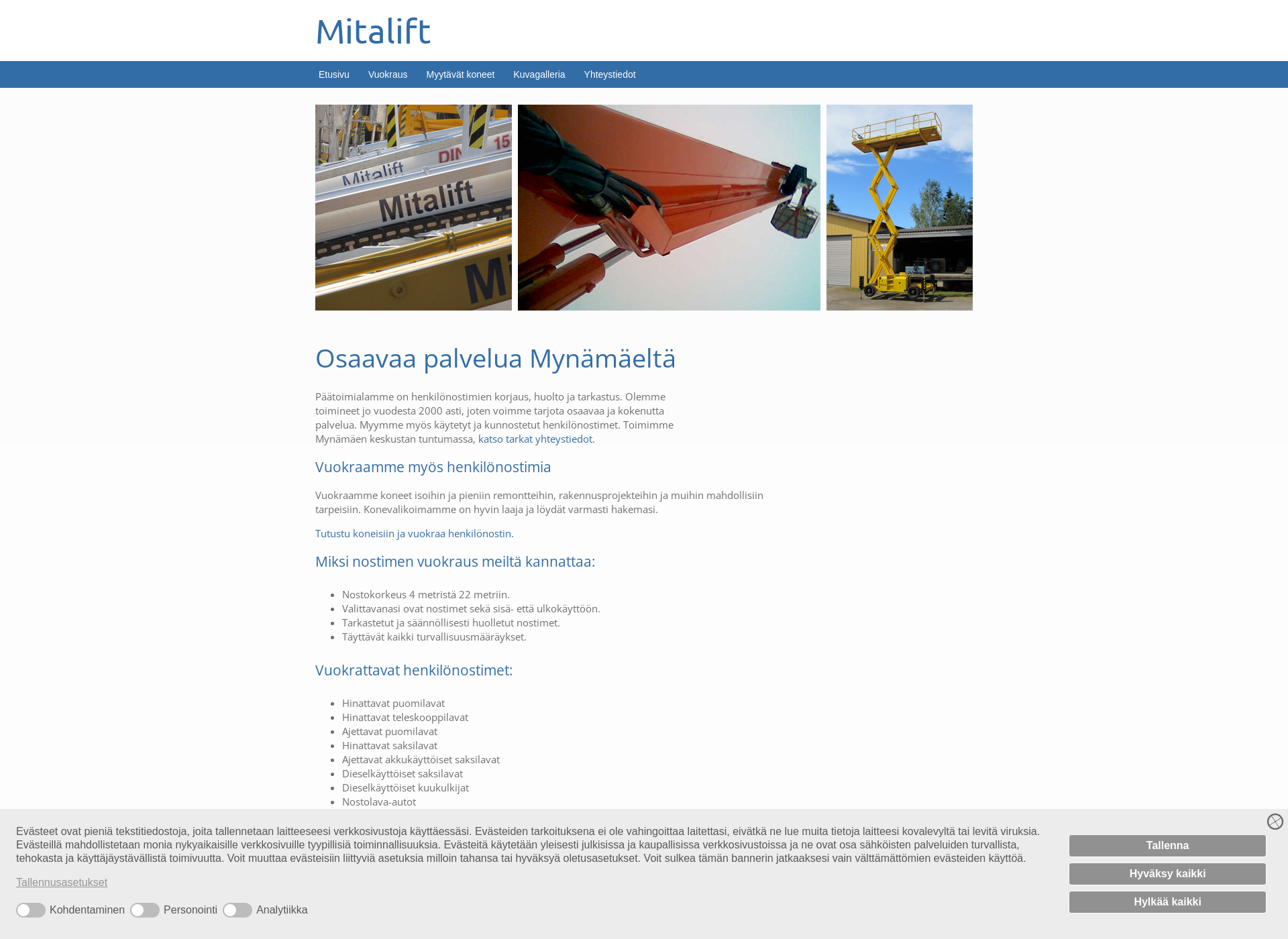 Skärmdump för mitalift.fi