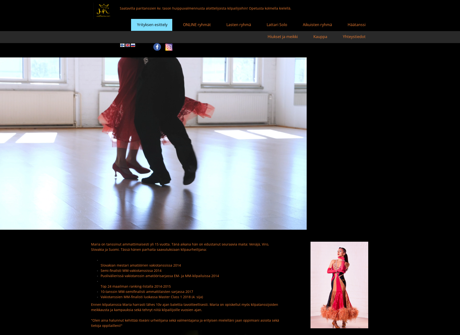Skärmdump för mk-dance.fi