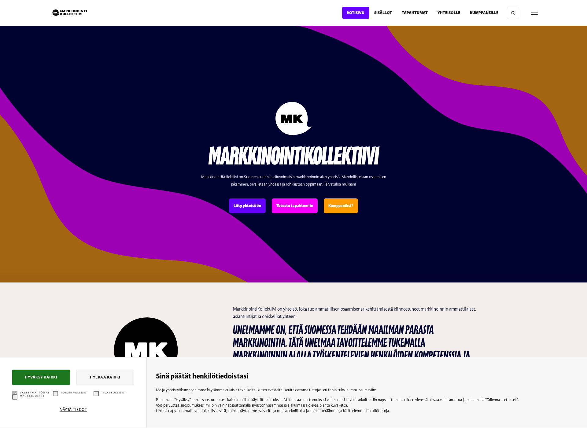 Skärmdump för mkollektiivi.fi