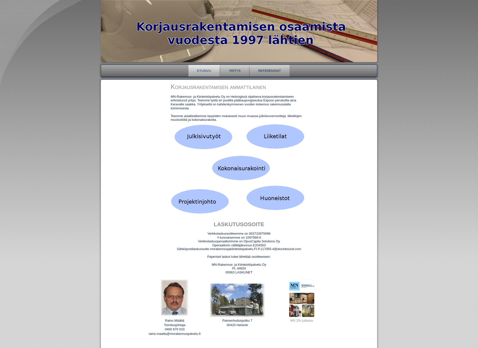 Screenshot for mnrakennuspalvelu.fi