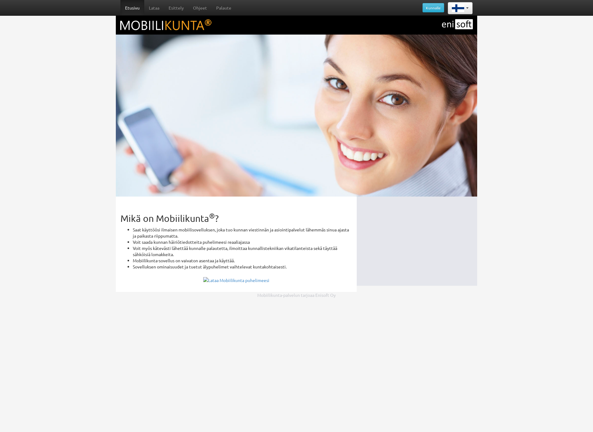 Screenshot for mobiilikunta.fi