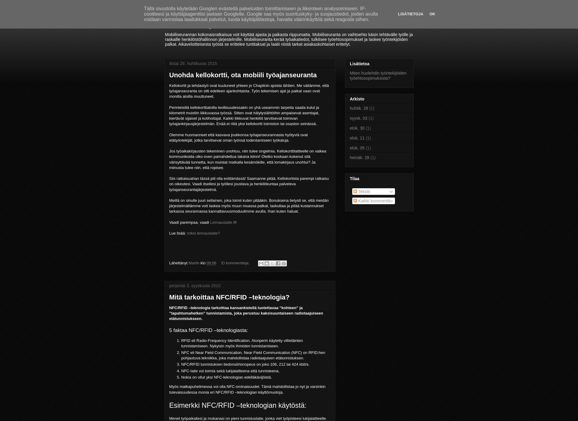 Screenshot for mobiiliseuranta.fi