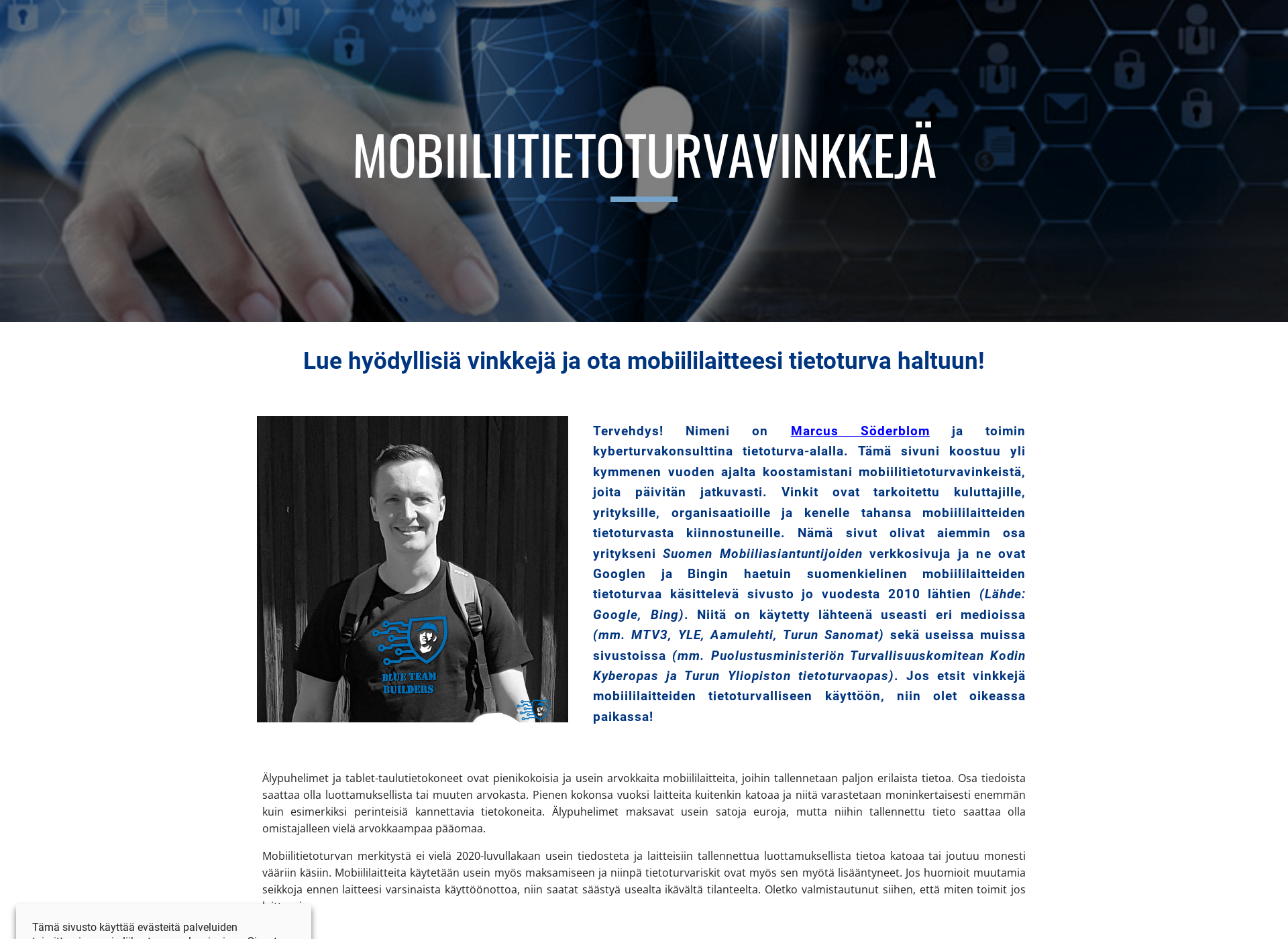 Skärmdump för mobiilitietoturva.fi