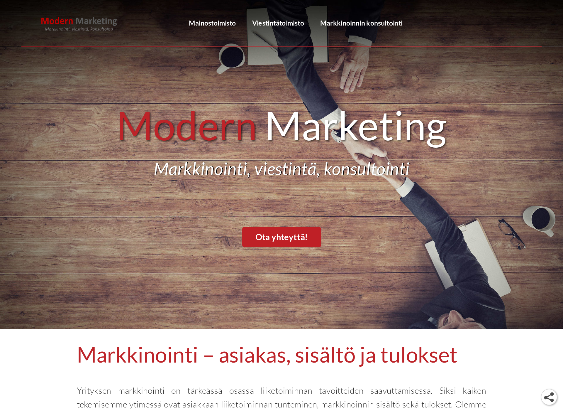 Skärmdump för modernmarketing.fi