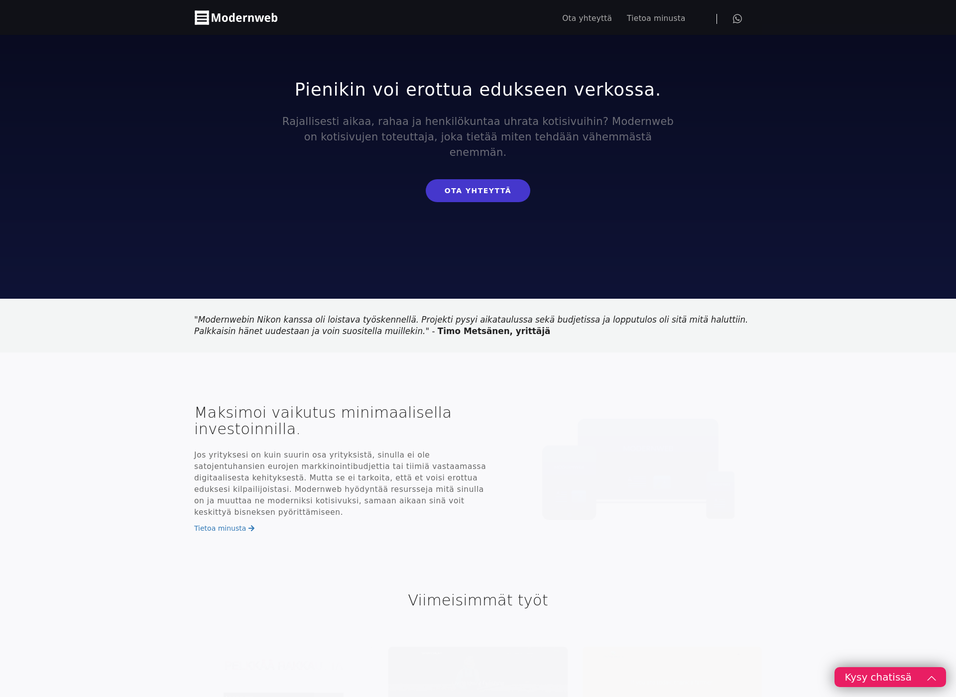 Skärmdump för modernweb.fi