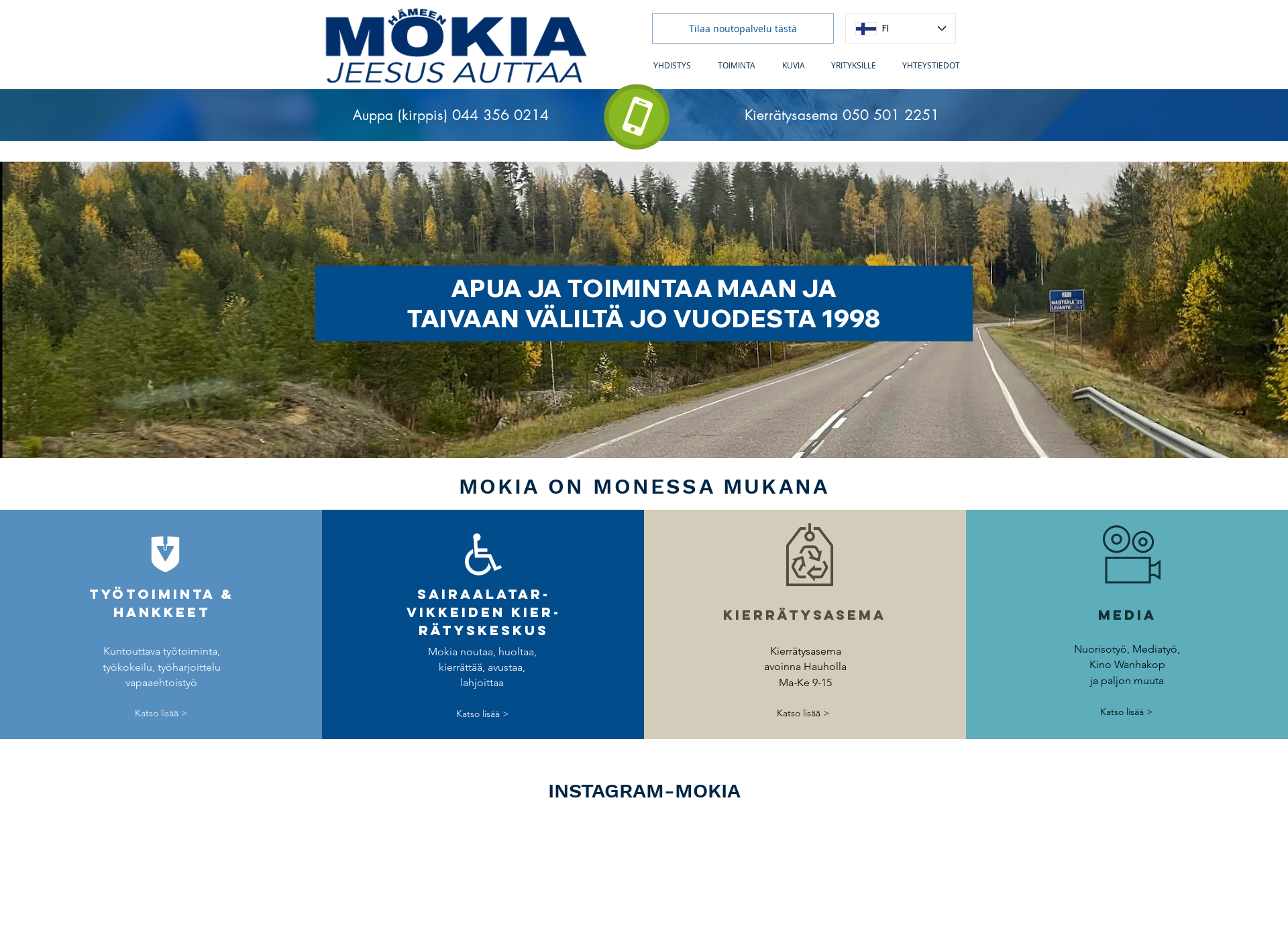 Skärmdump för mokia.fi