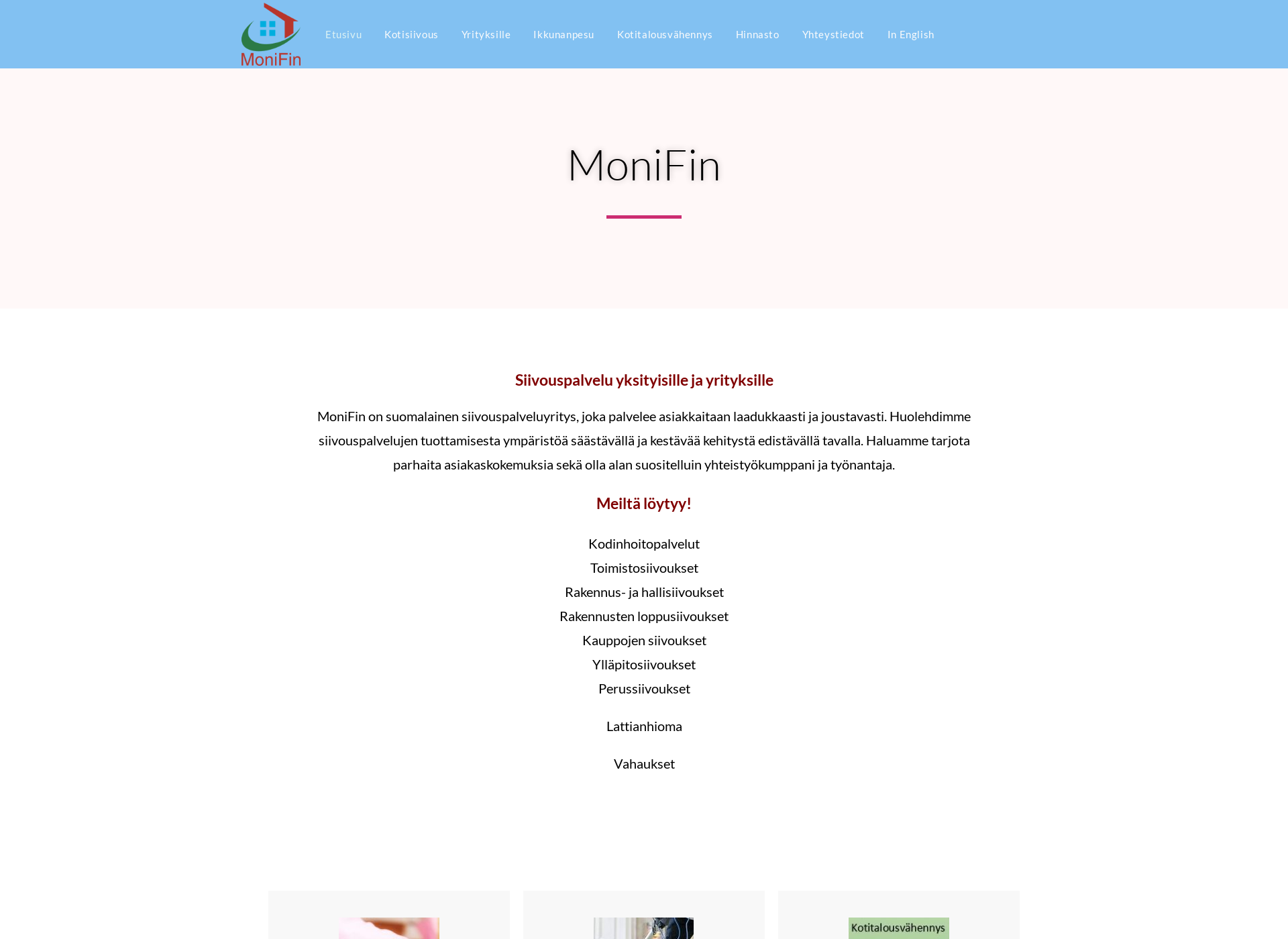 Skärmdump för monifin.fi