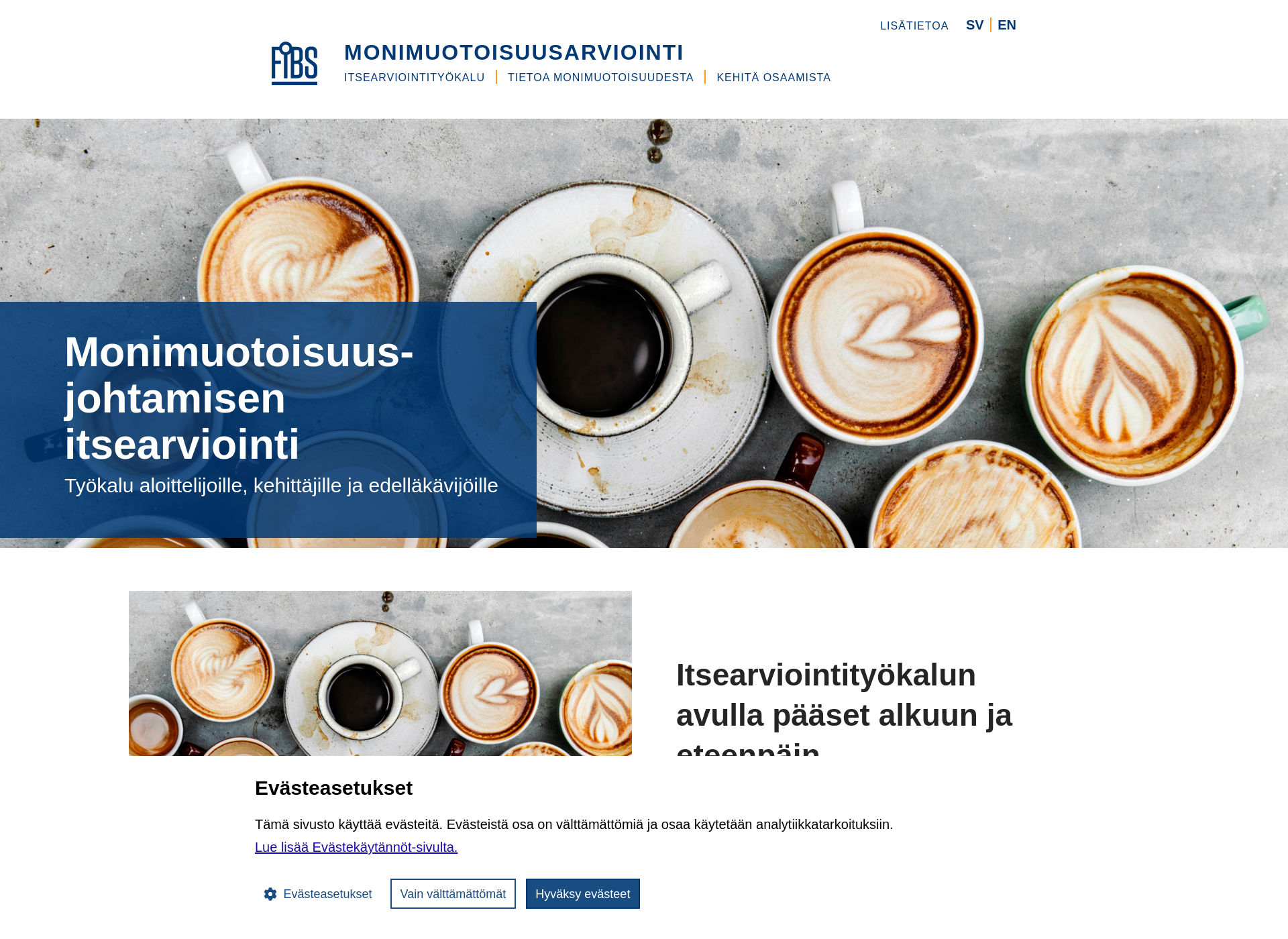 Skärmdump för monimuotoisuusarviointi.fi