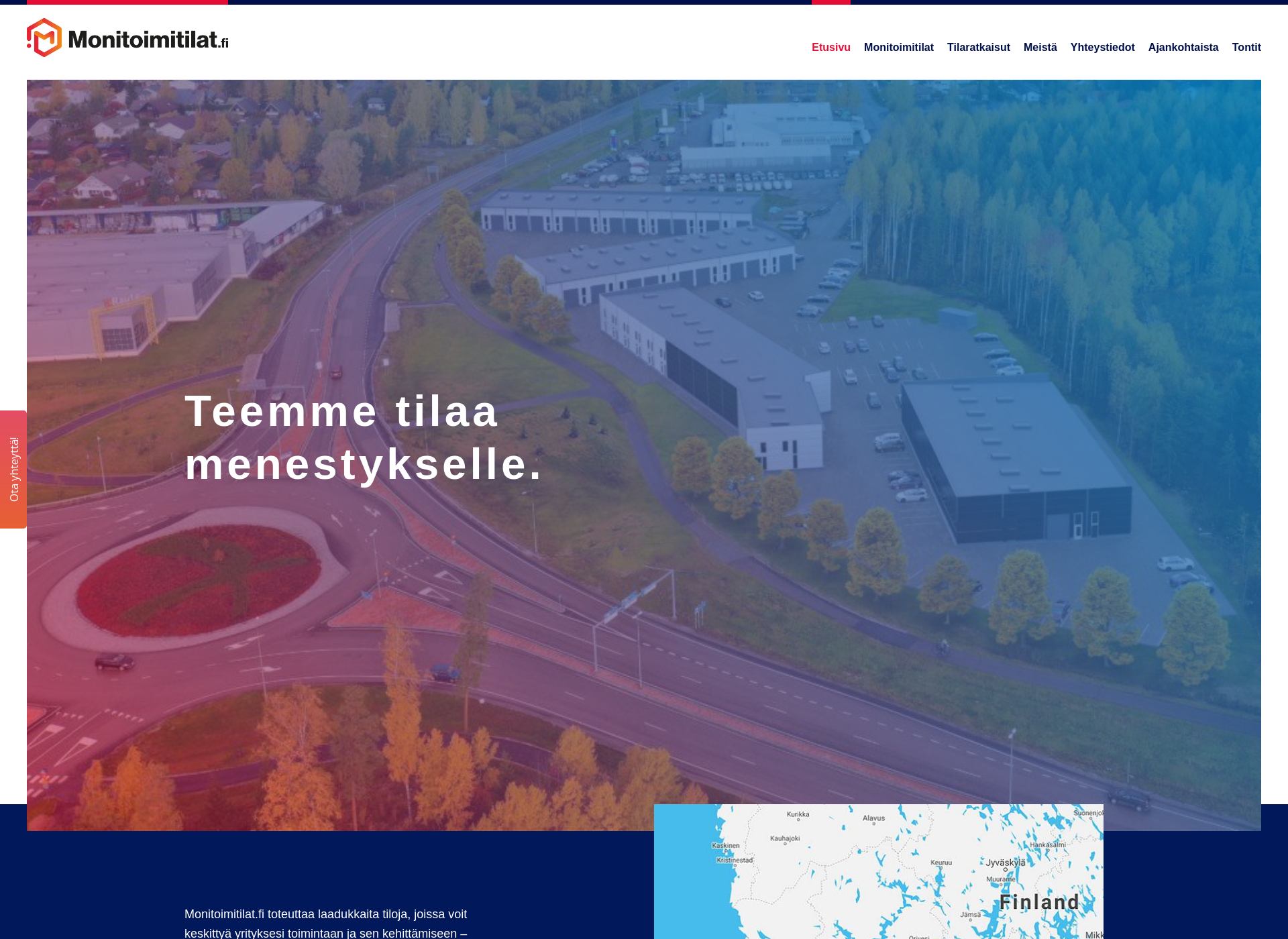 Skärmdump för monitoimitilat.fi