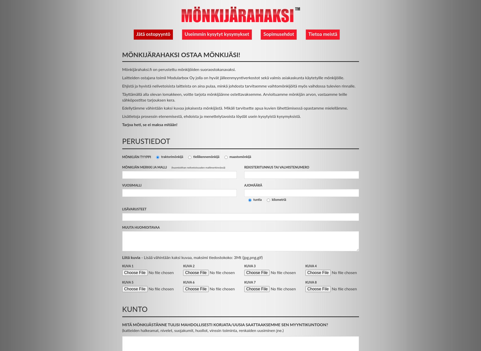 Skärmdump för monkijarahaksi.fi