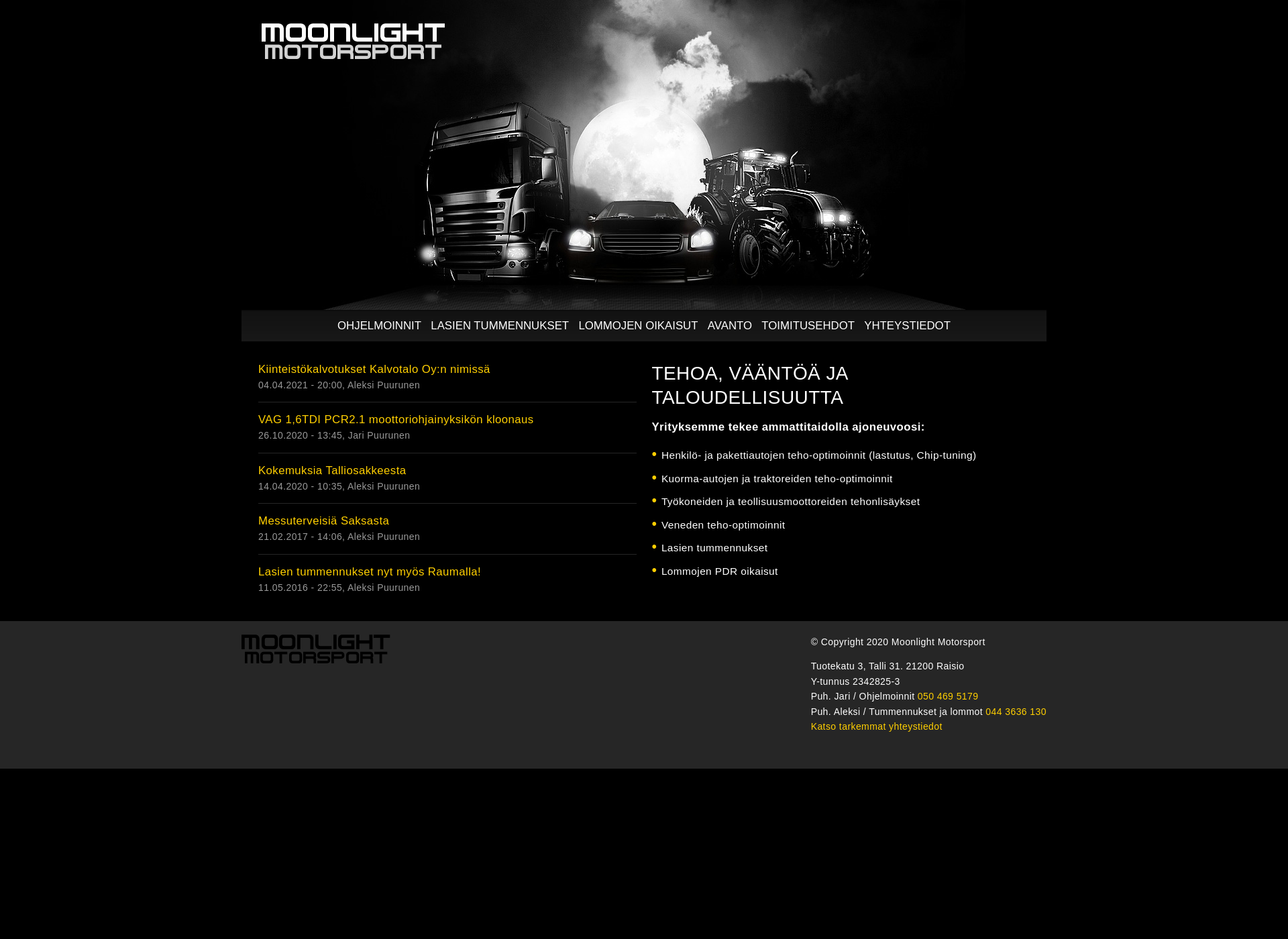 Skärmdump för moonlightmotorsport.fi