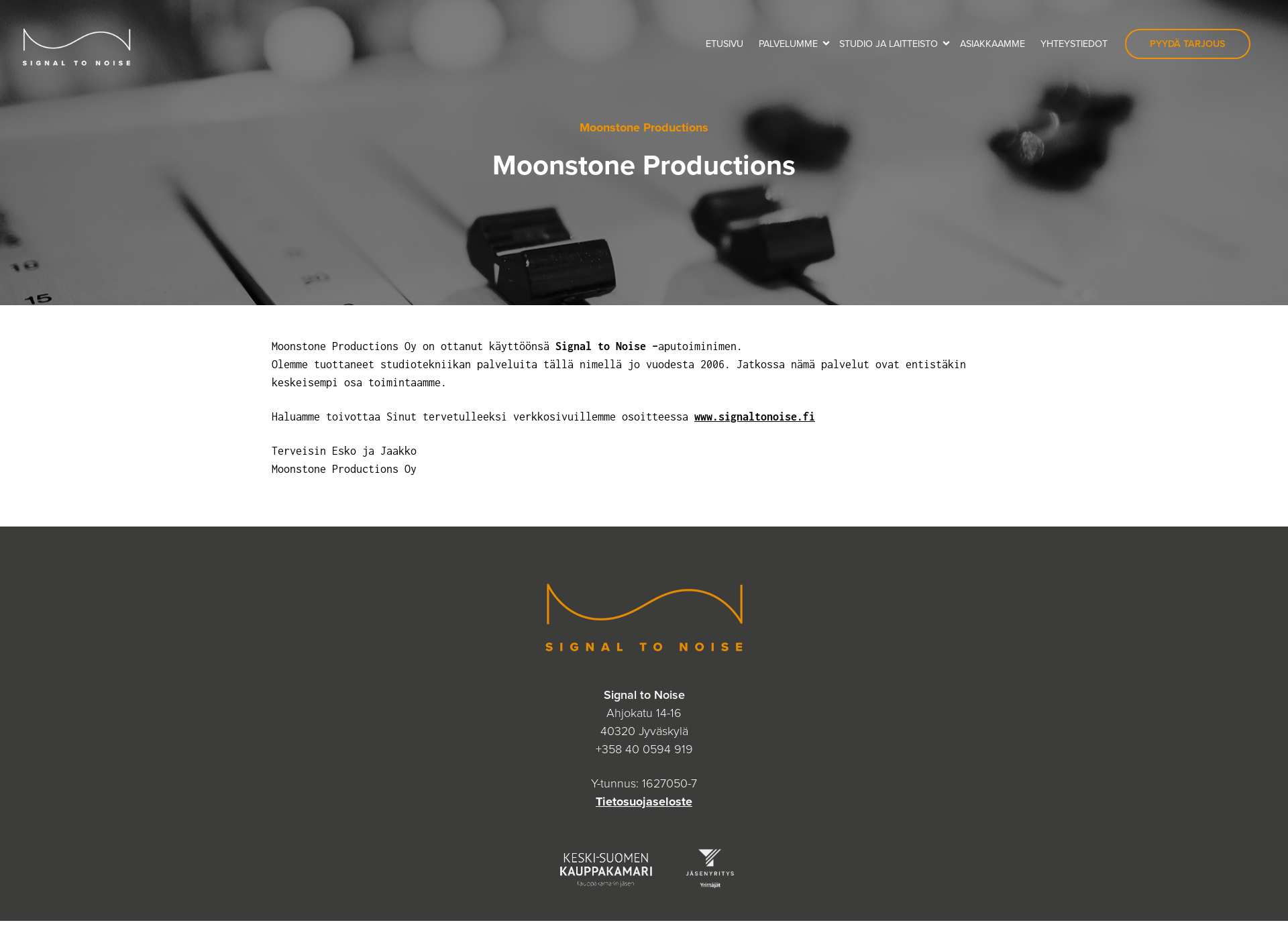 Skärmdump för moonstoneproductions.fi