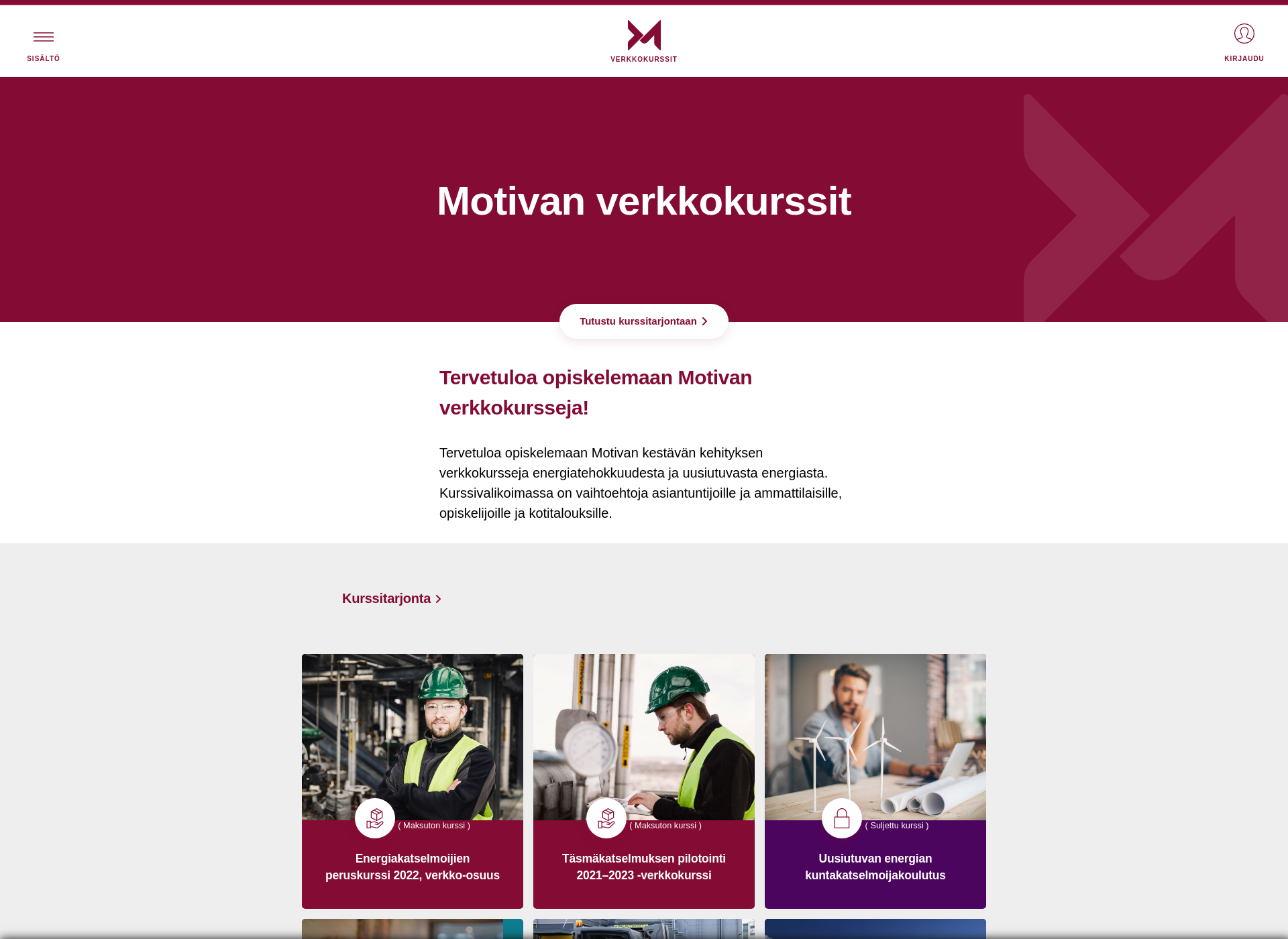 Screenshot for motiva-verkkokurssit.fi