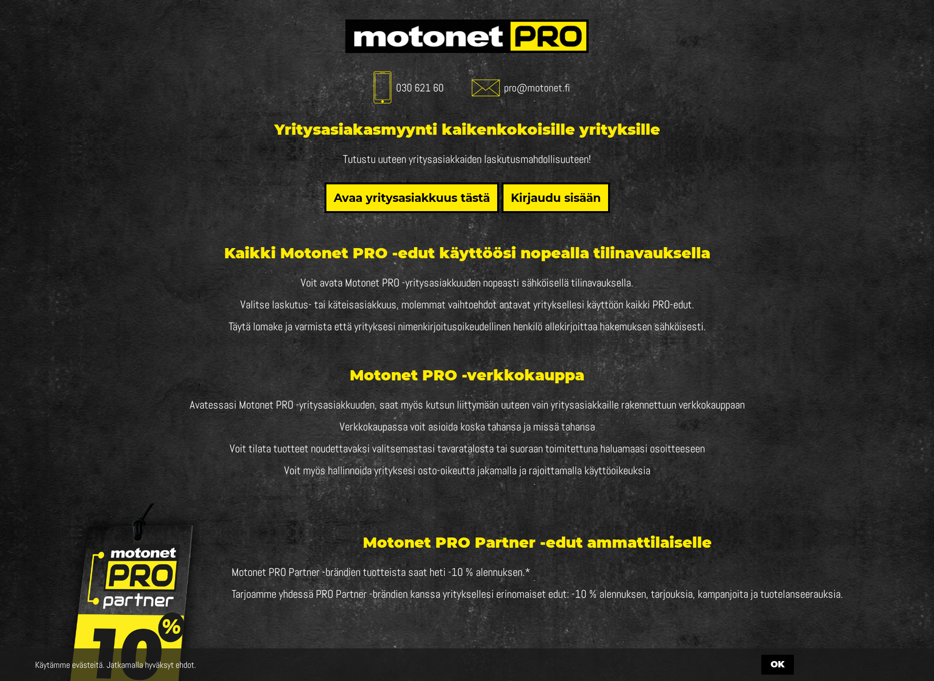 Skärmdump för motonetpro.fi