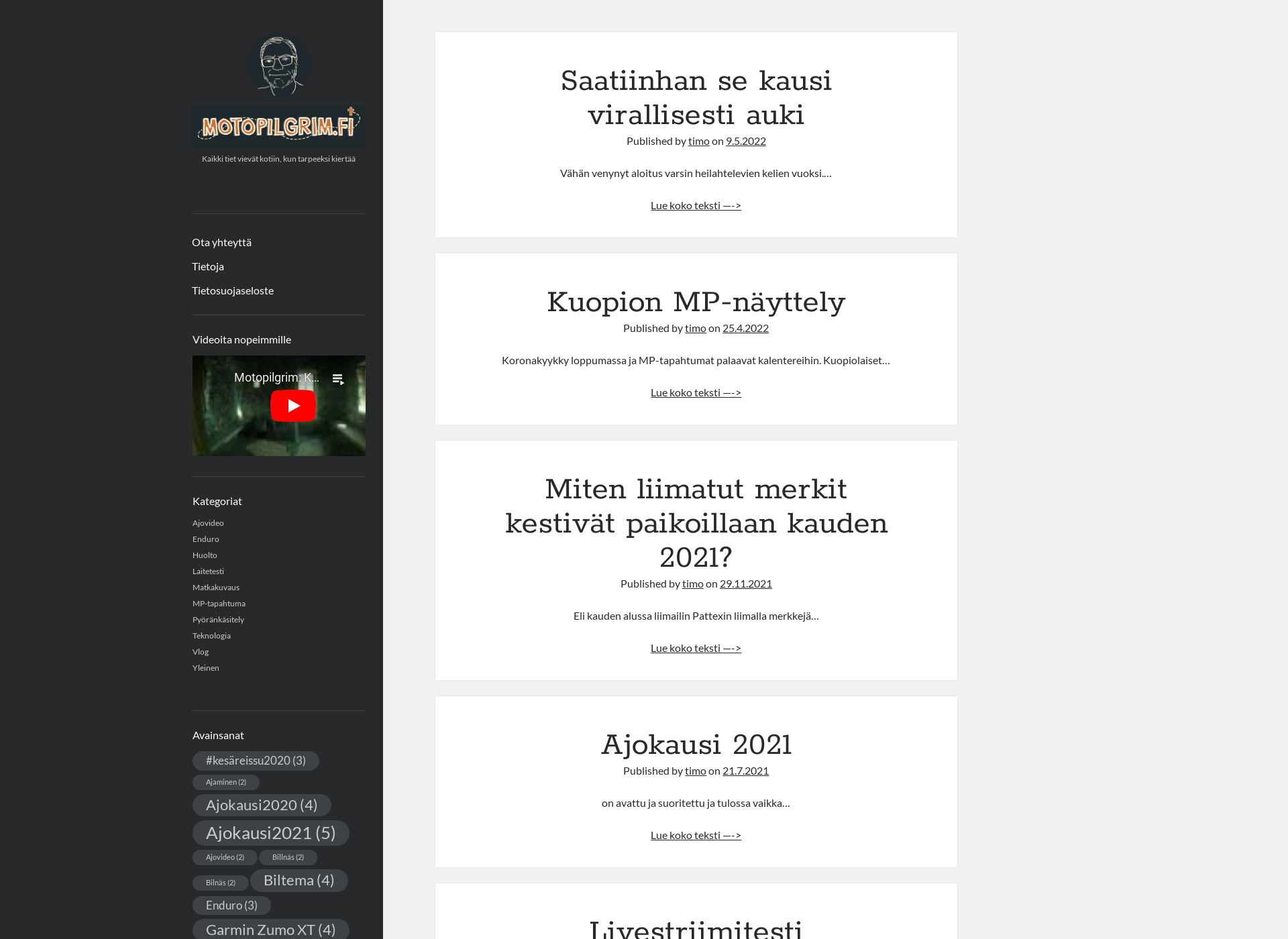 Skärmdump för motopilgrim.fi