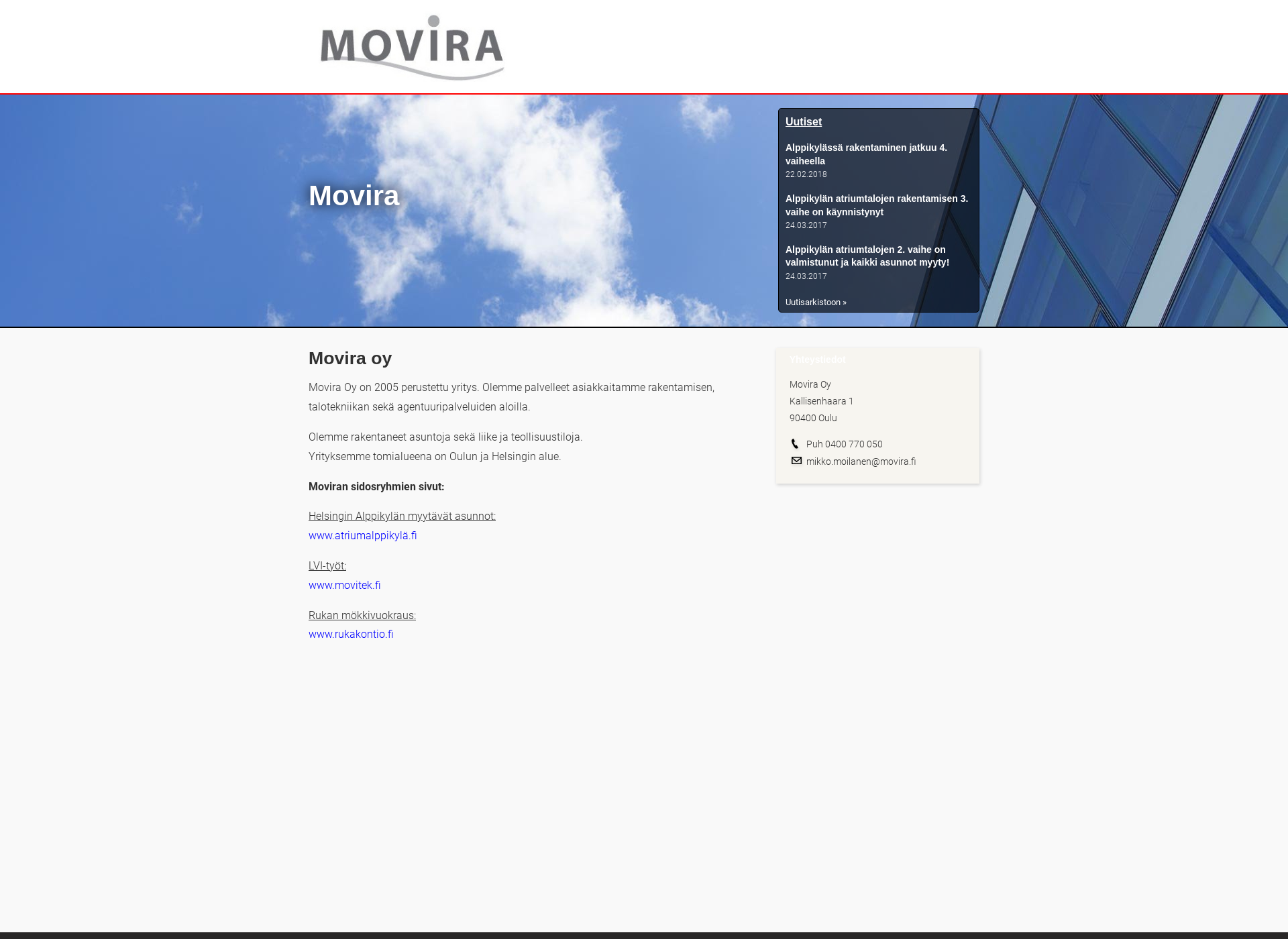 Skärmdump för movira.fi
