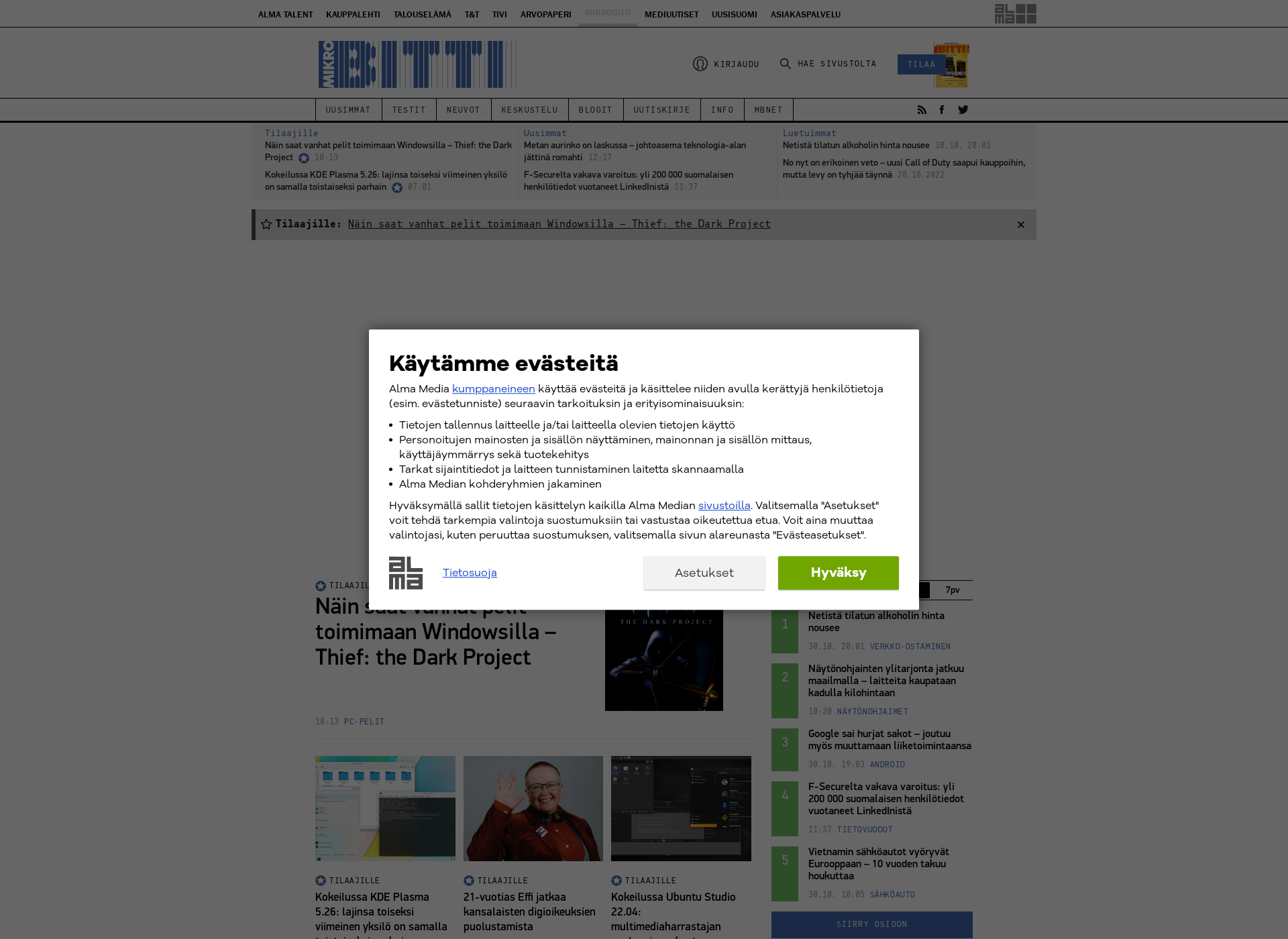 Skärmdump för mpc.fi