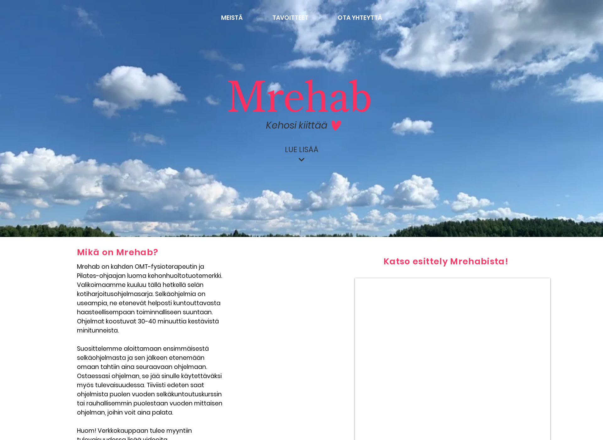 Skärmdump för mrehab.fi